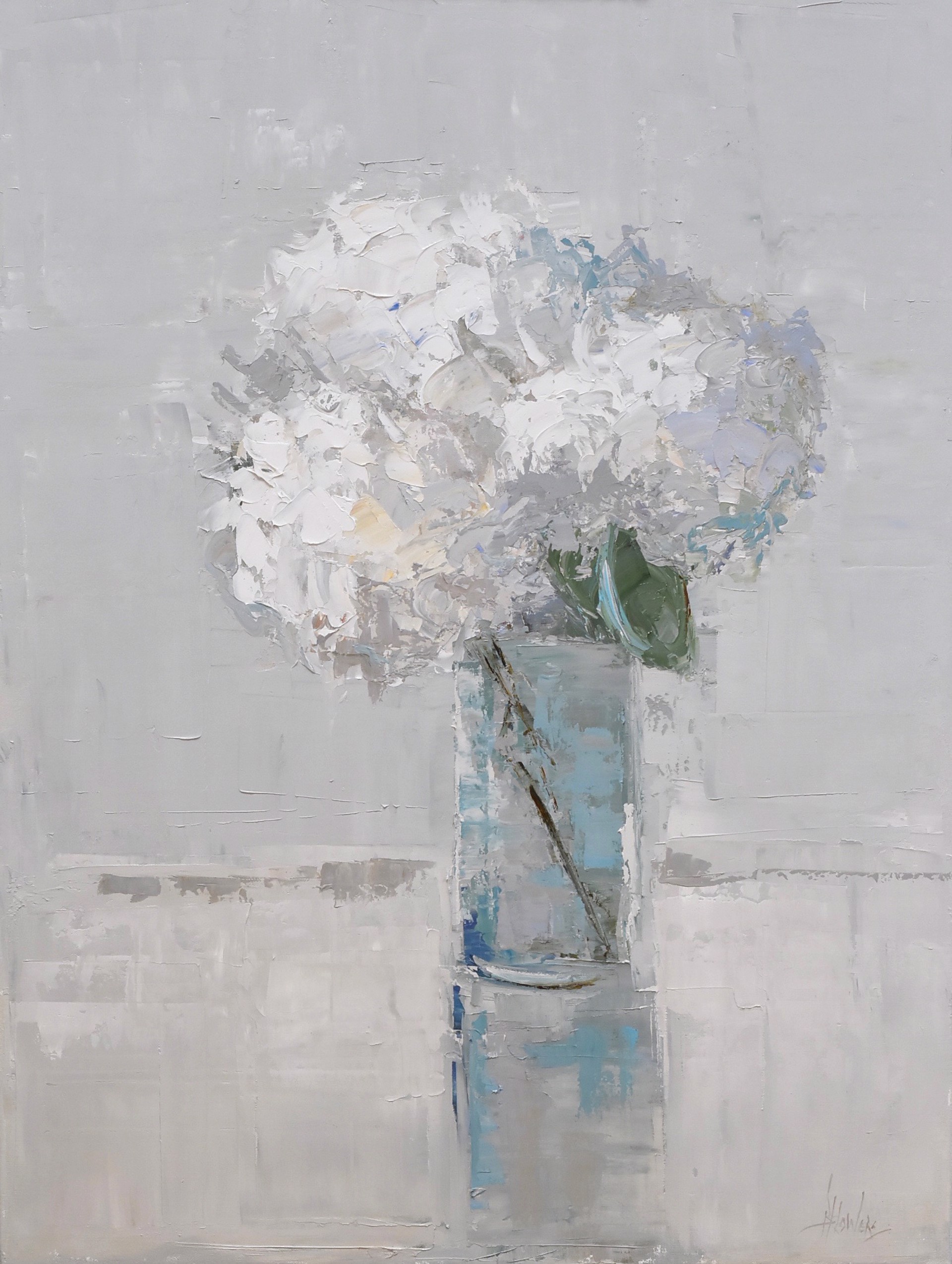Bouquet In Blue Glass Vase by Barbara Flowers