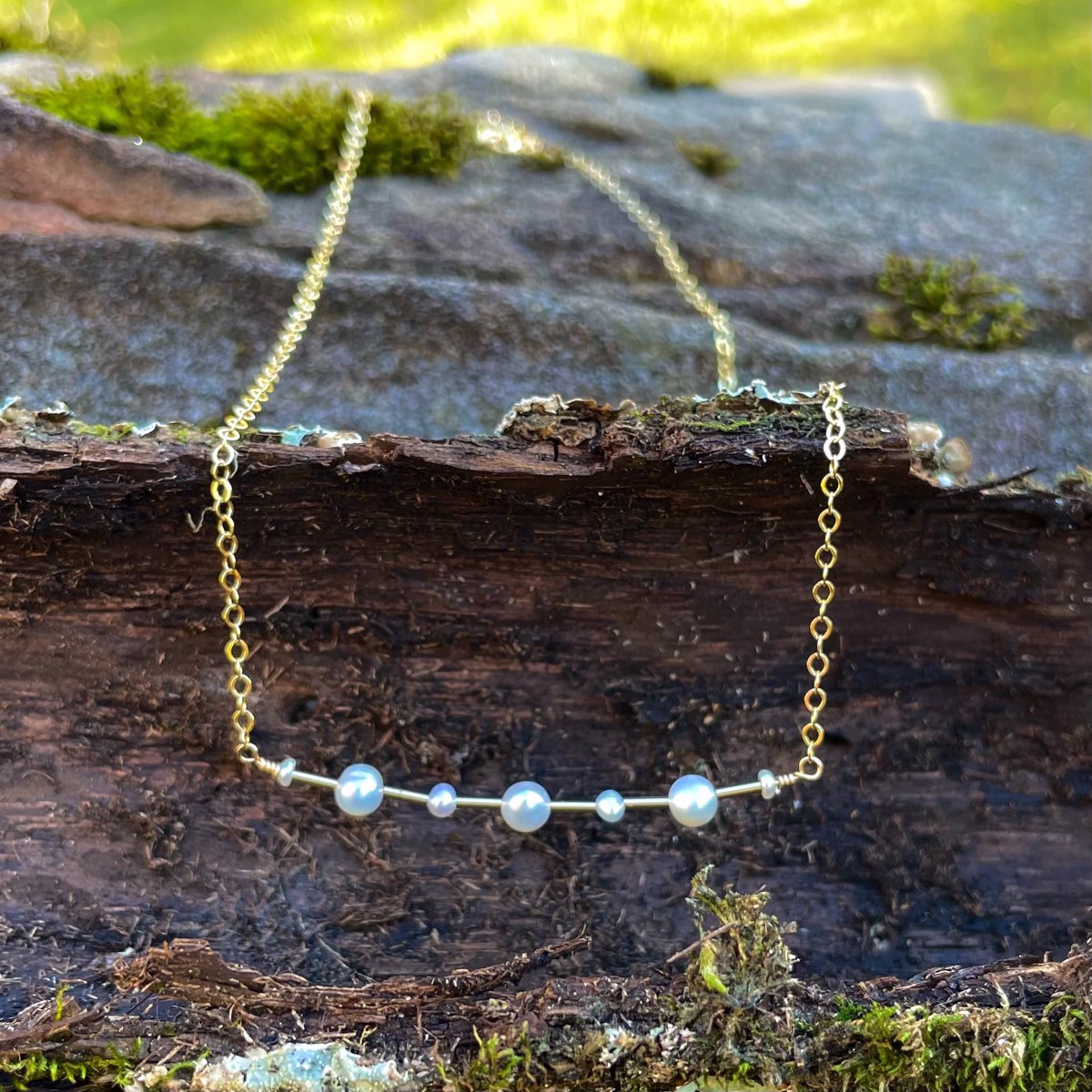 Freshwater Pearl 14K Bar Necklace by Lisa Kelley