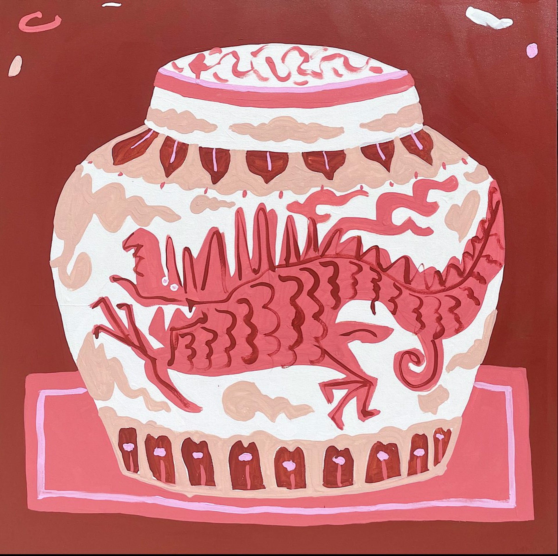Dragon Jar In Red {SOLD} by Kathleen Jones