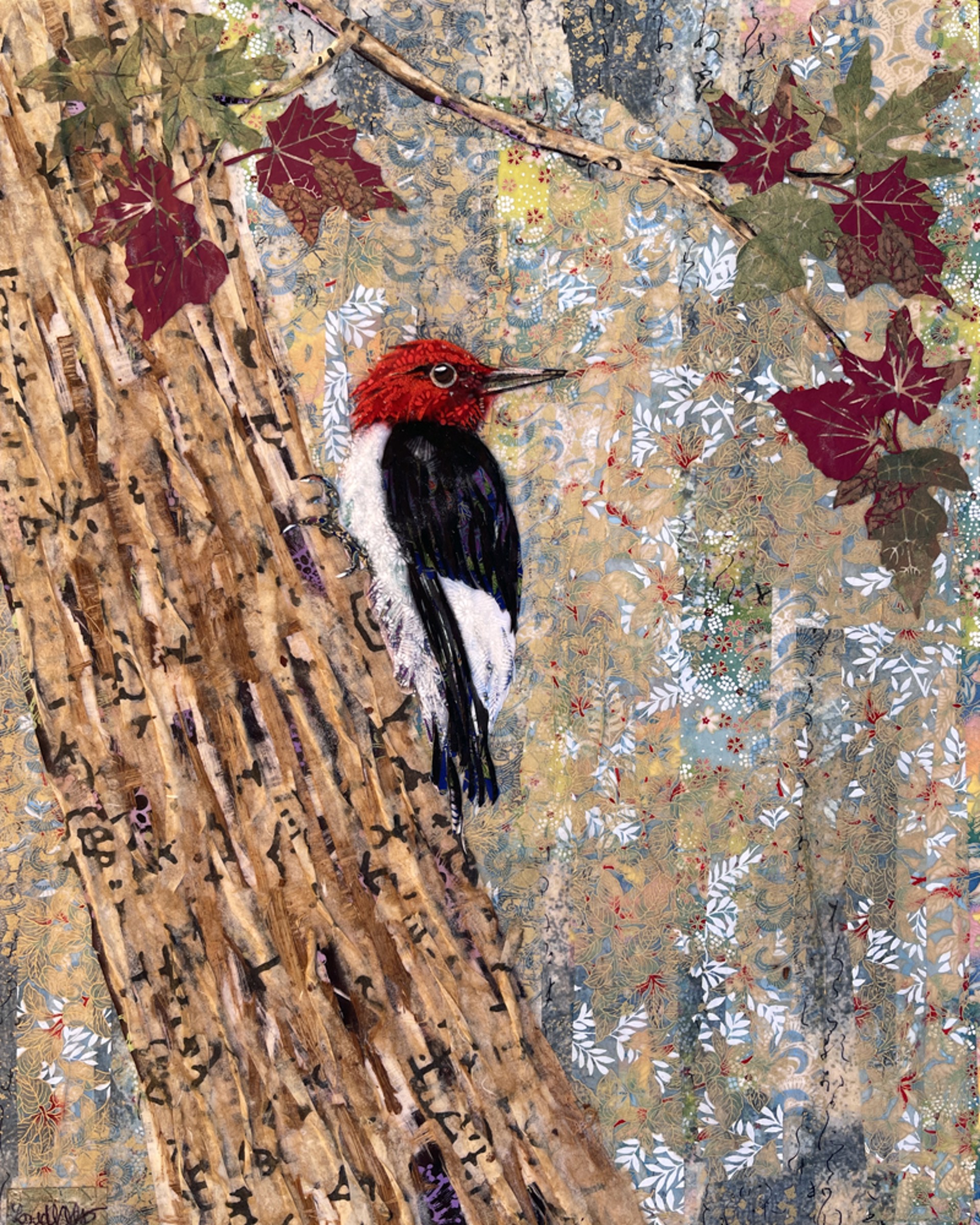Red-headed Woodpecker and Maple Tree-SOLD! by Laura Adams