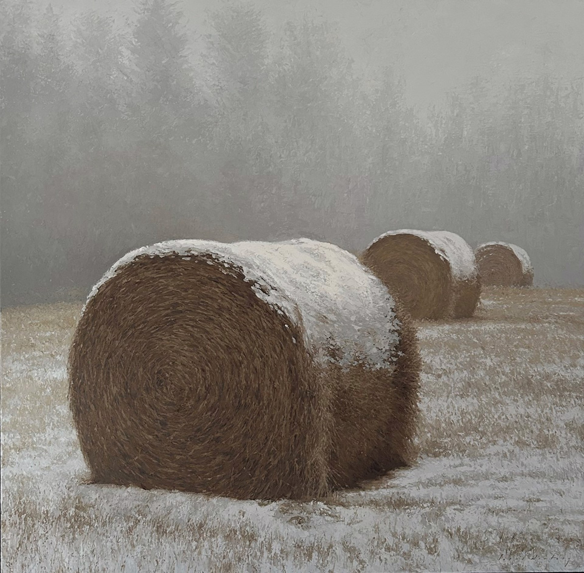 Hay Bales Early Winter by Lorne Winters