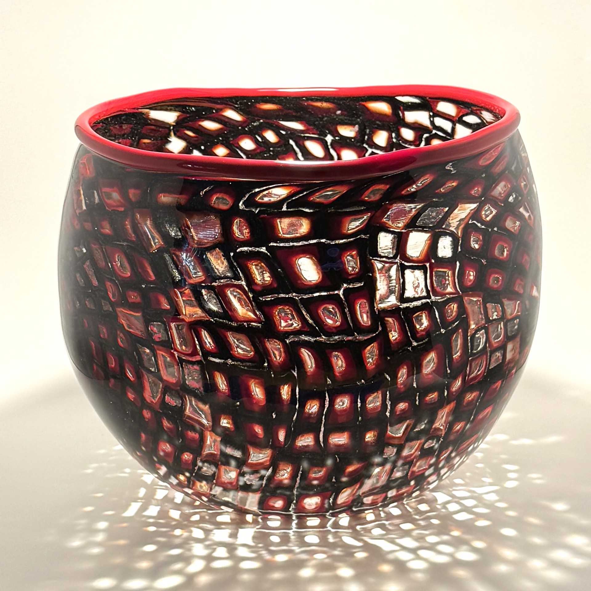 Black and Red Squares Bowl JG23-4 by John Glass