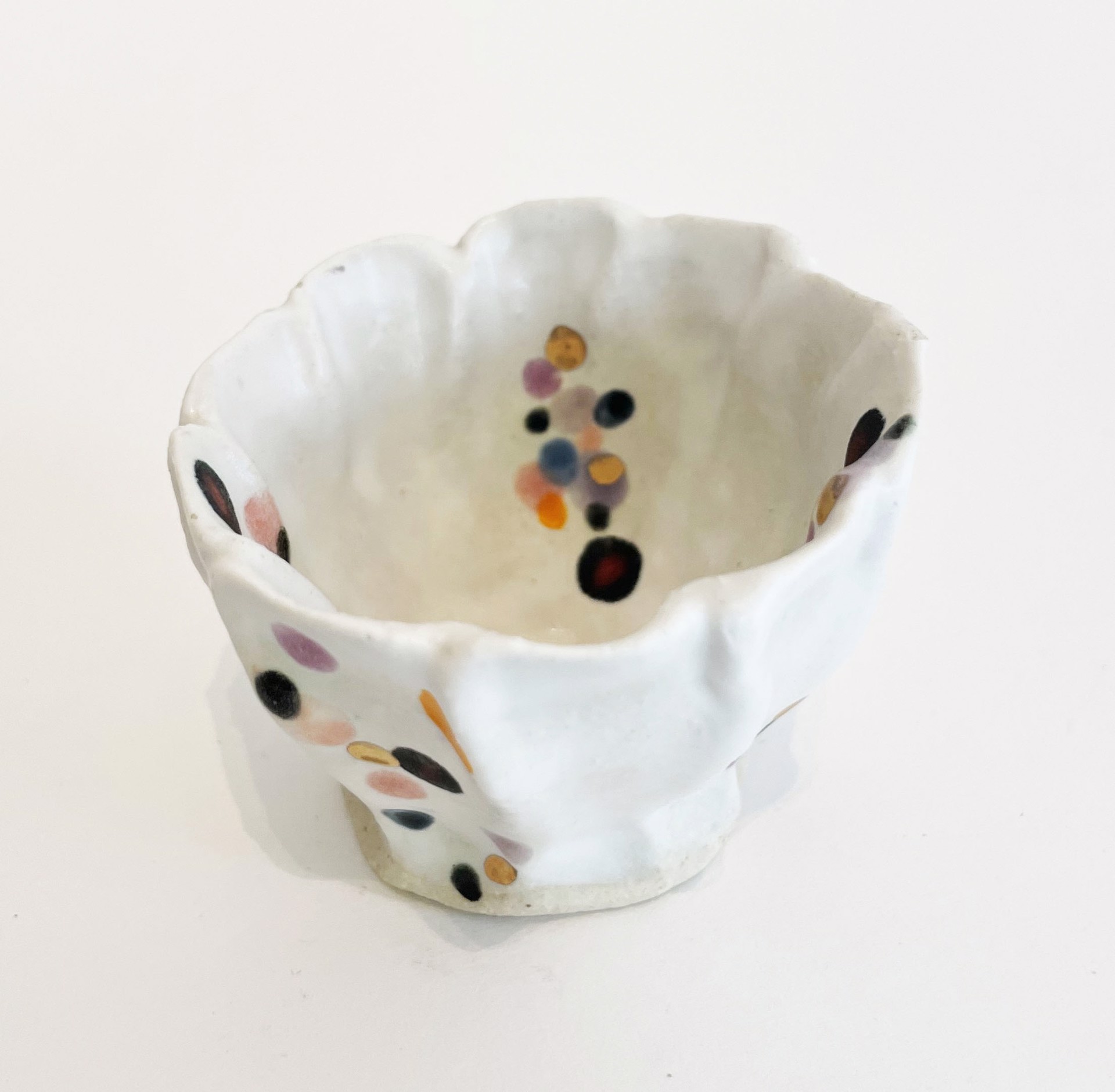Polka Dot Pinch Bowl with Lustre Glaze by Bean Finneran
