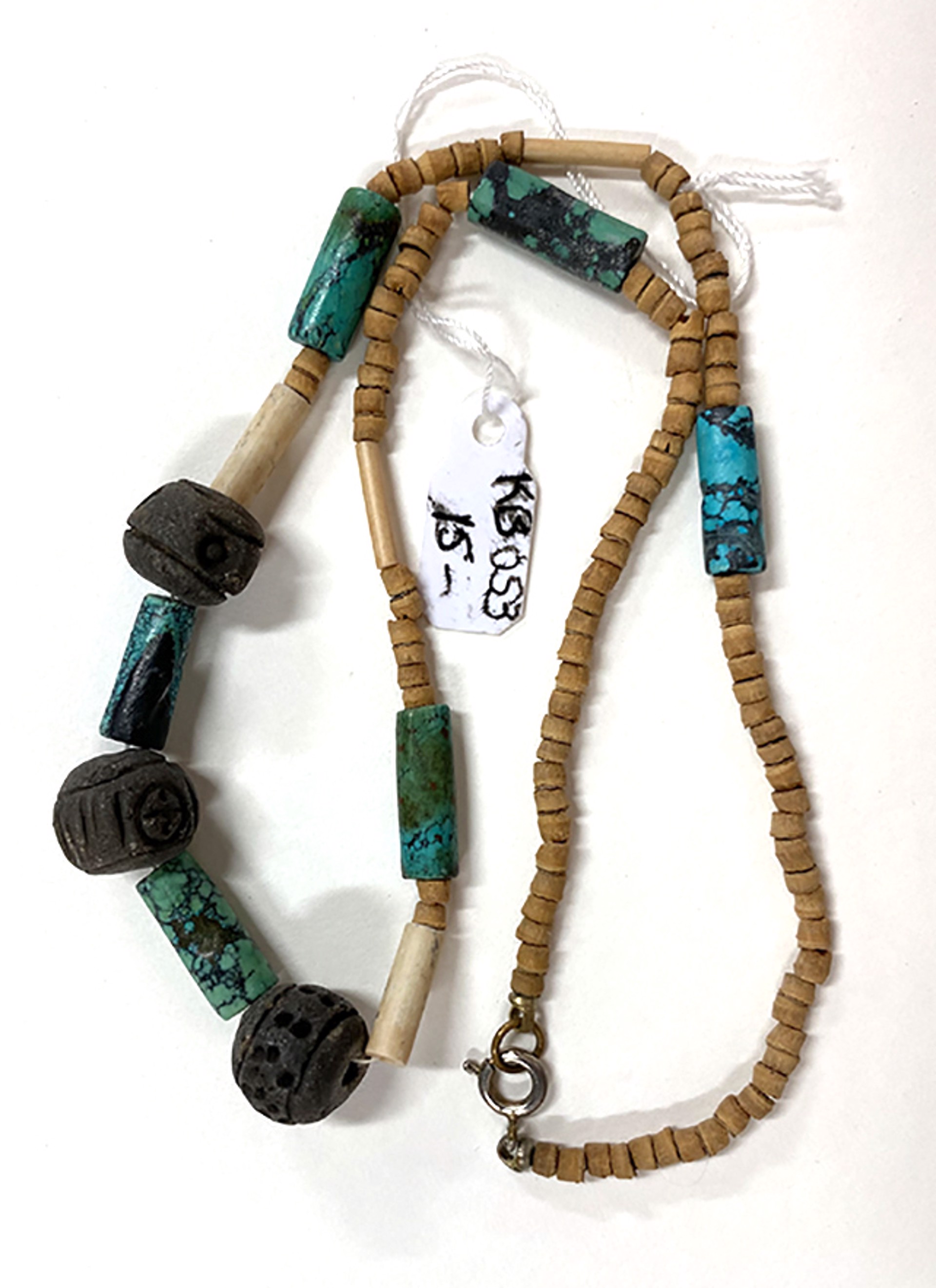 Turquoise & ceramic bead necklace KB053 by Karen Bell