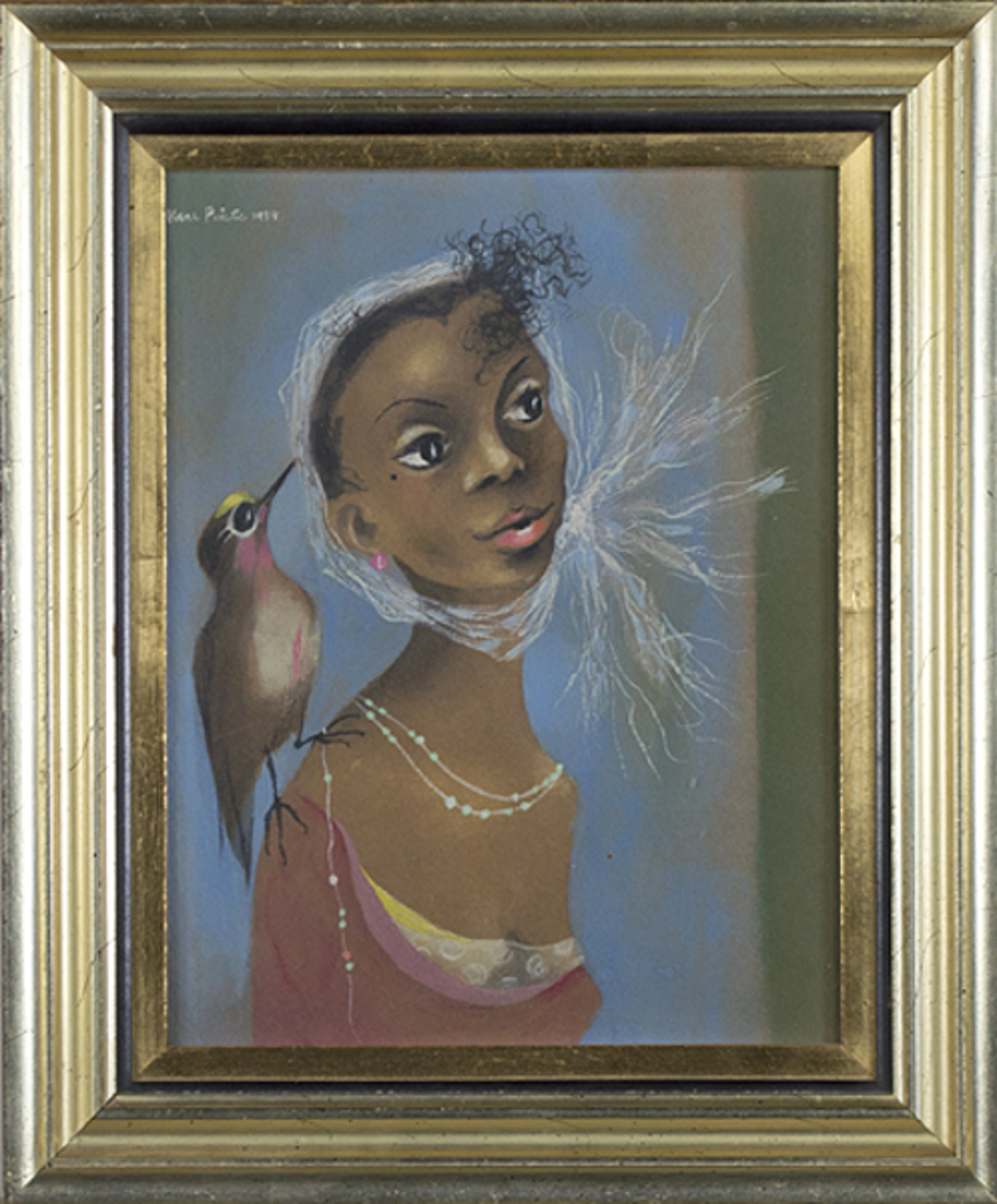 Young Girl (Girl with Bird) by Karl Priebe