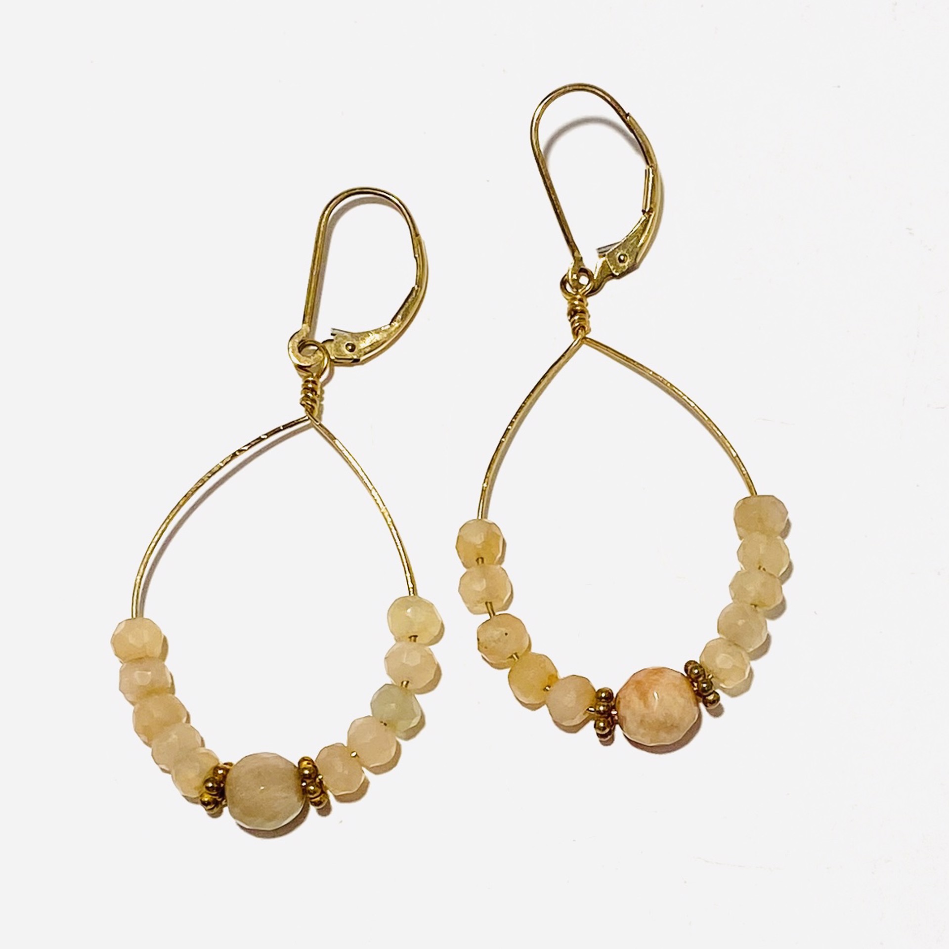 Peach Moonstone Hoop Earrings LR23-45 by Legare Riano