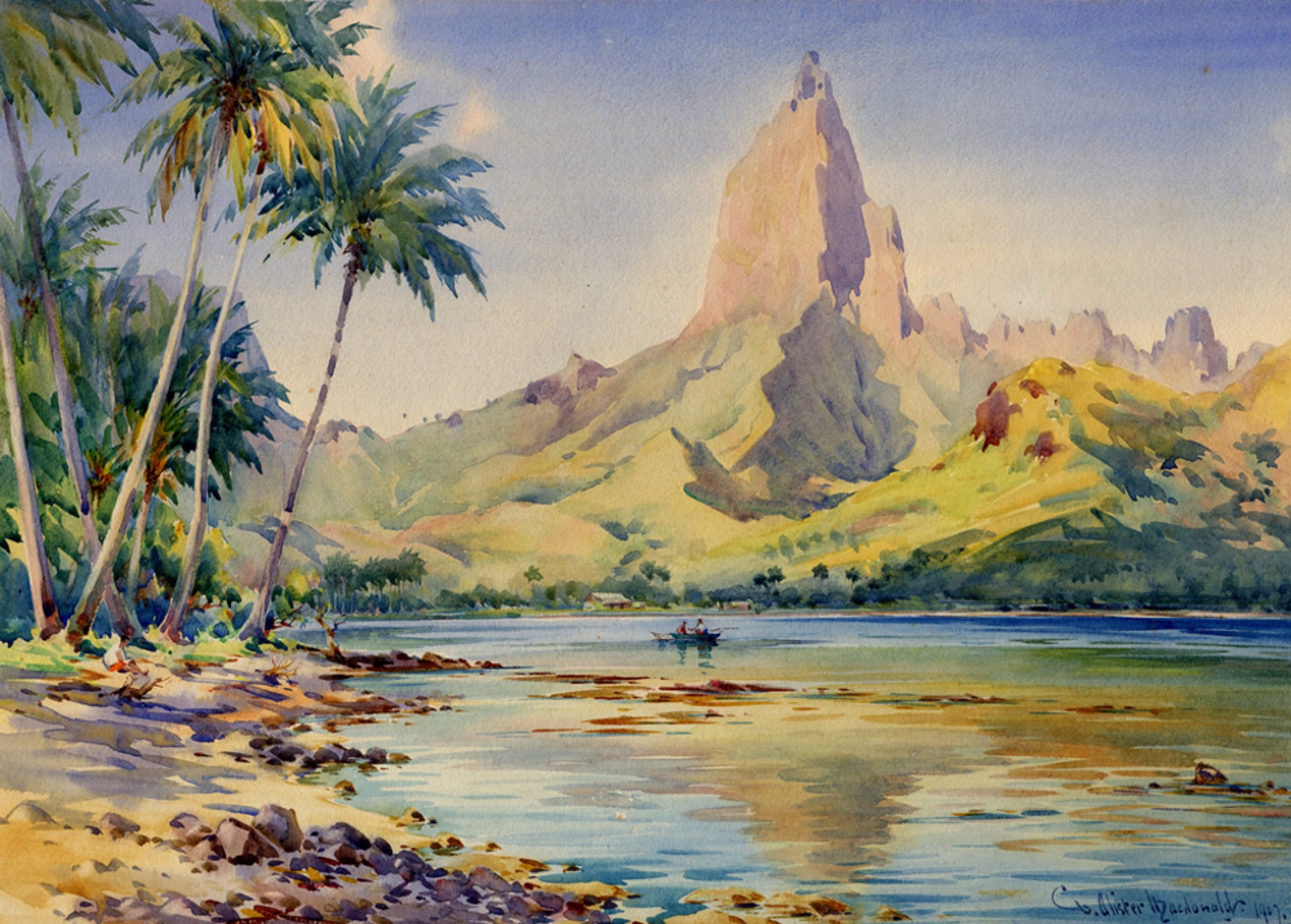 Oponohu Bay, Morning Light, Tahiti by William A. MacDonald
