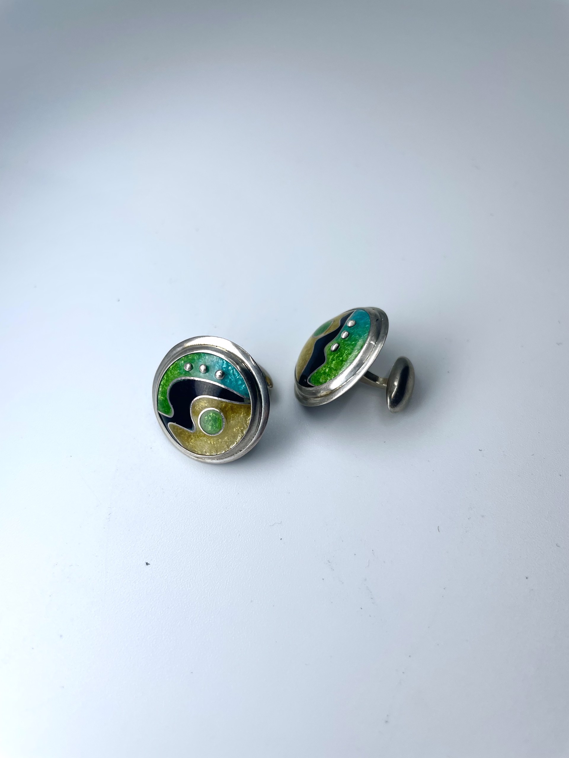 1209 Green and Yellow Cufflinks by Lanni