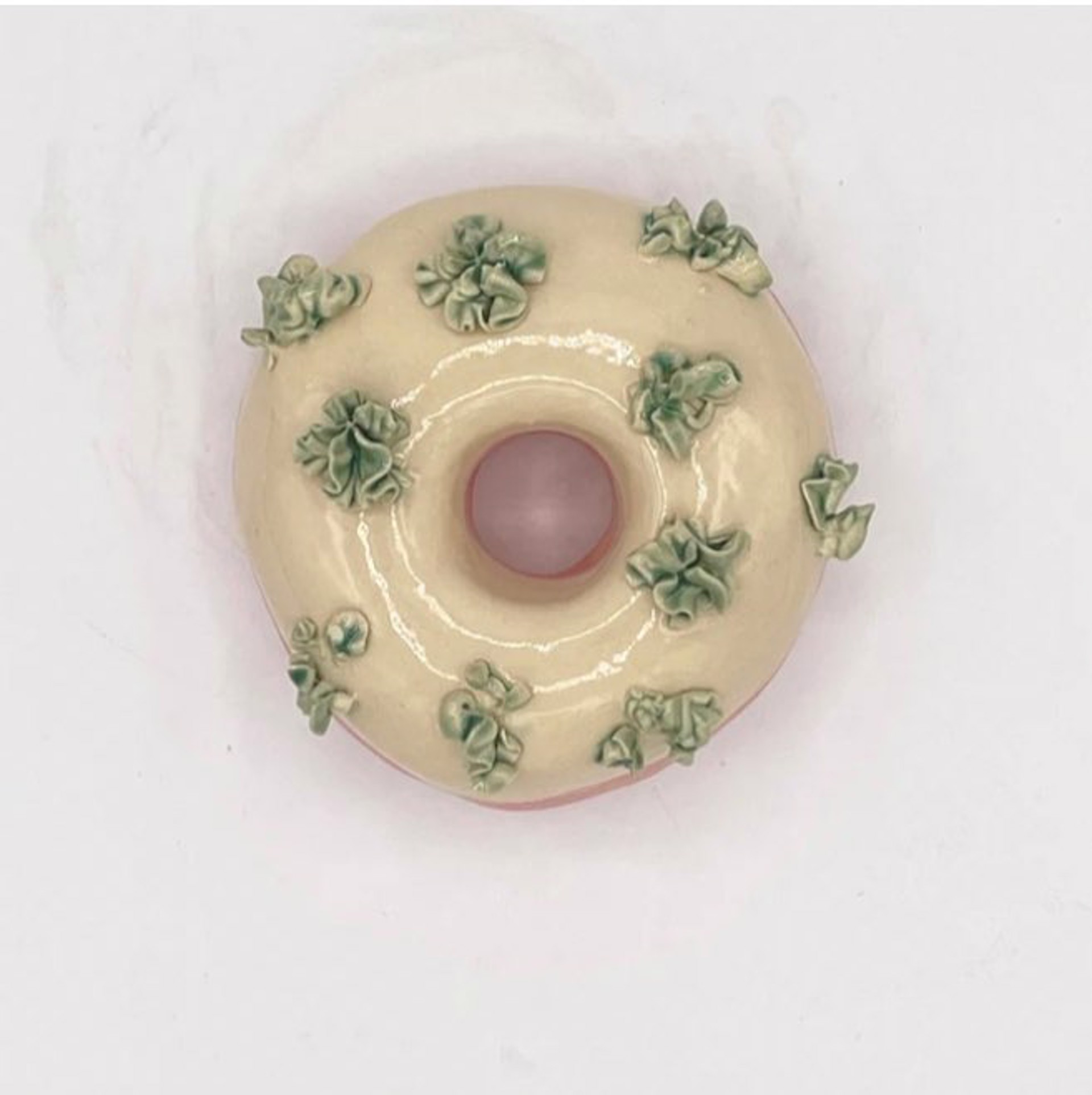 Vanilla Donut With Green Petals by Liv Antonecchia