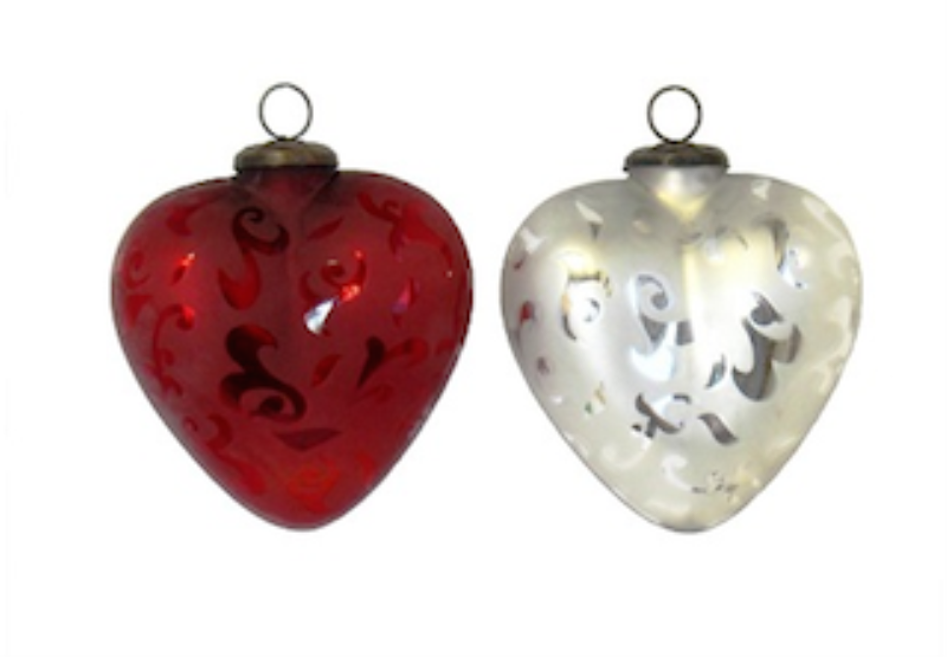 Ornament - 5" Frosted Red Heart by Indigo Desert Ranch - Glass