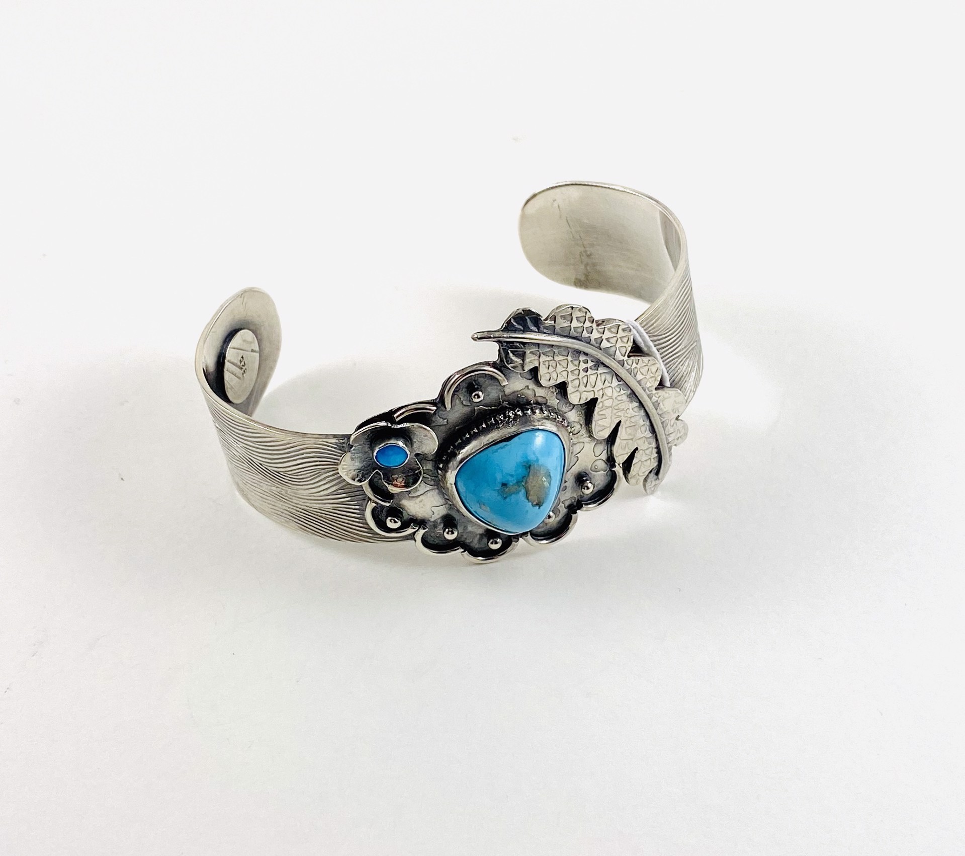 American South Western Turquoise and Silver Cuff, #227 by Anne Bivens