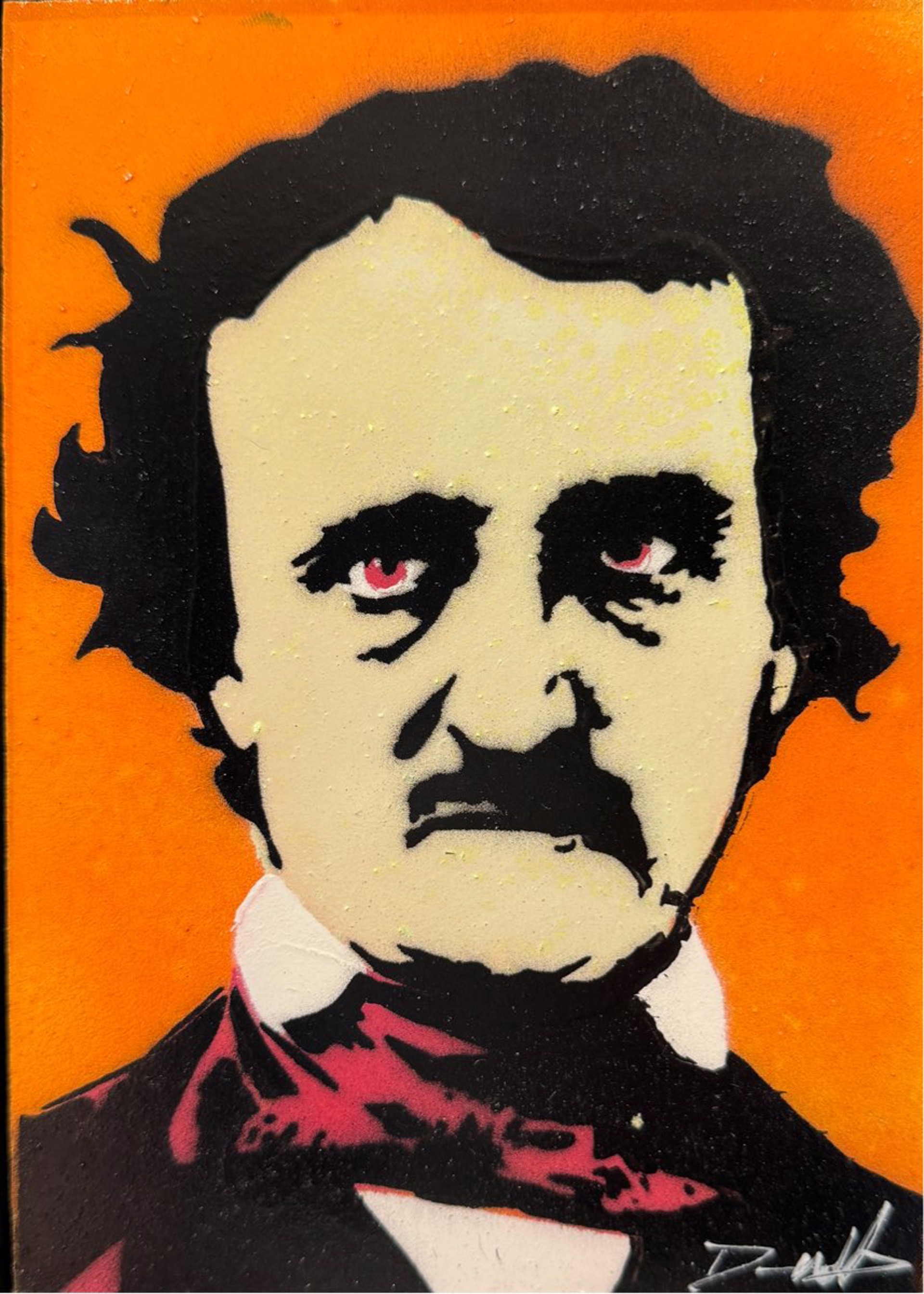 Warhol Poe, Cream on Orange by Dennis Wells