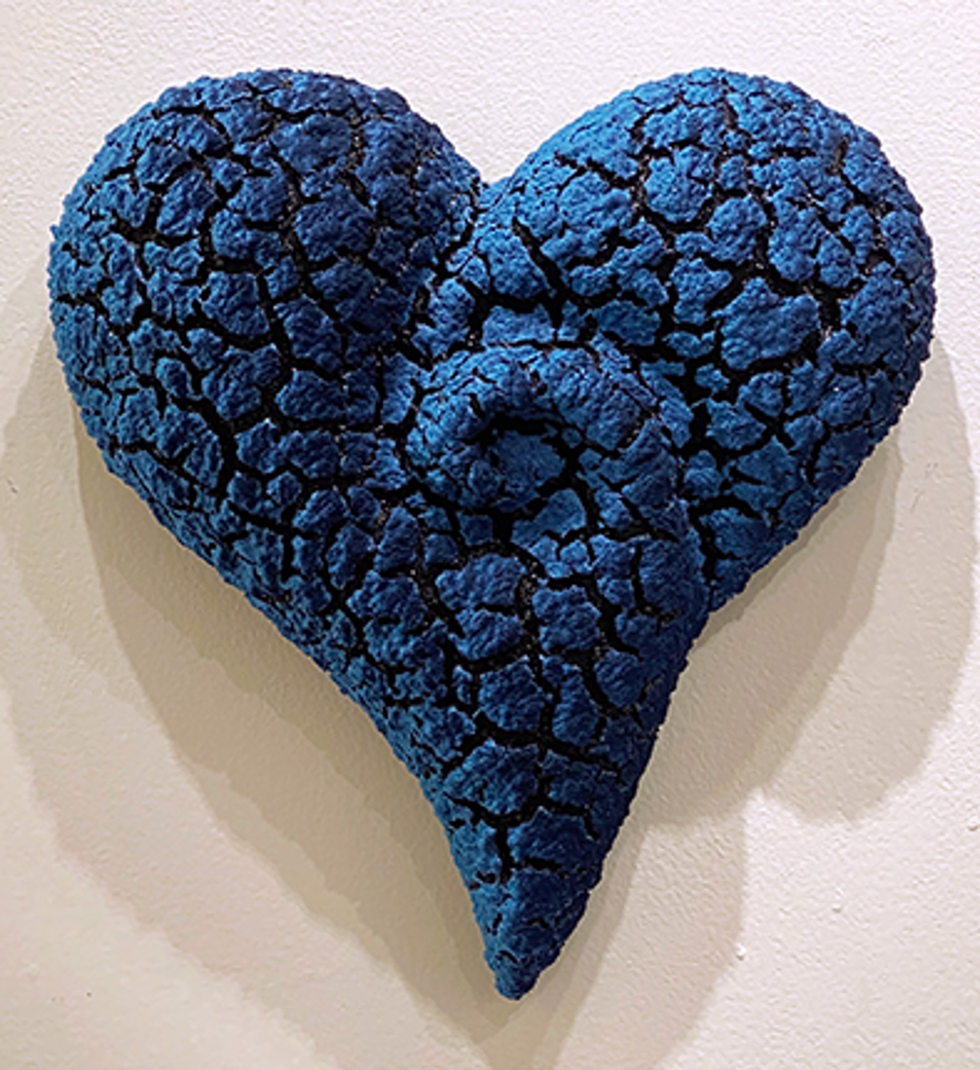 Turquoise Blue/Sapphire Swirled Lichen Heart by Randy O'Brien
