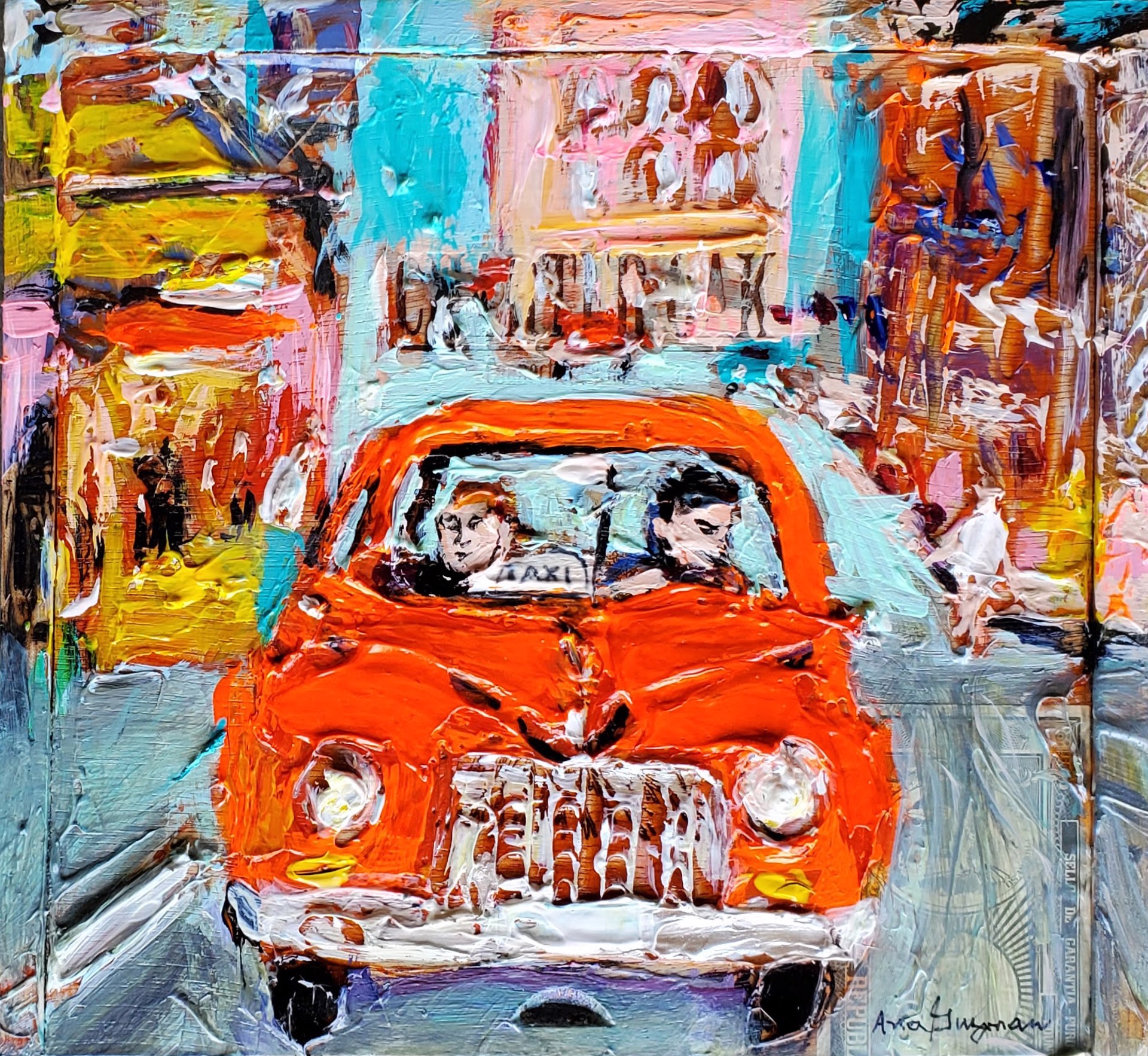 Orange Taxi - Cigar Box by Ana Guzman