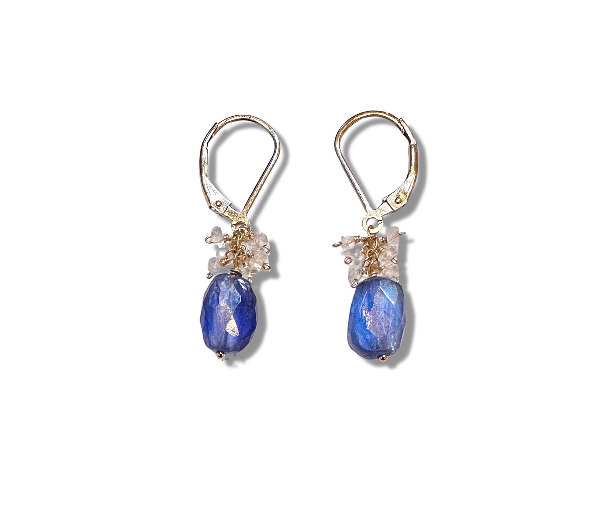 Earrings - Moonstone and Blue Kyanite with 14K Gold Filling by Julia Balestracci