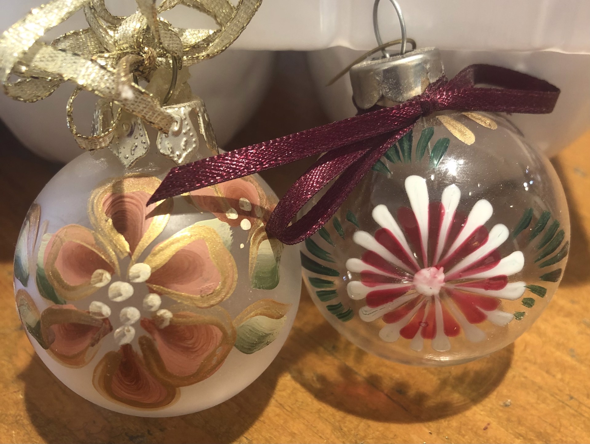 Small glass ornaments by Shirley Malm