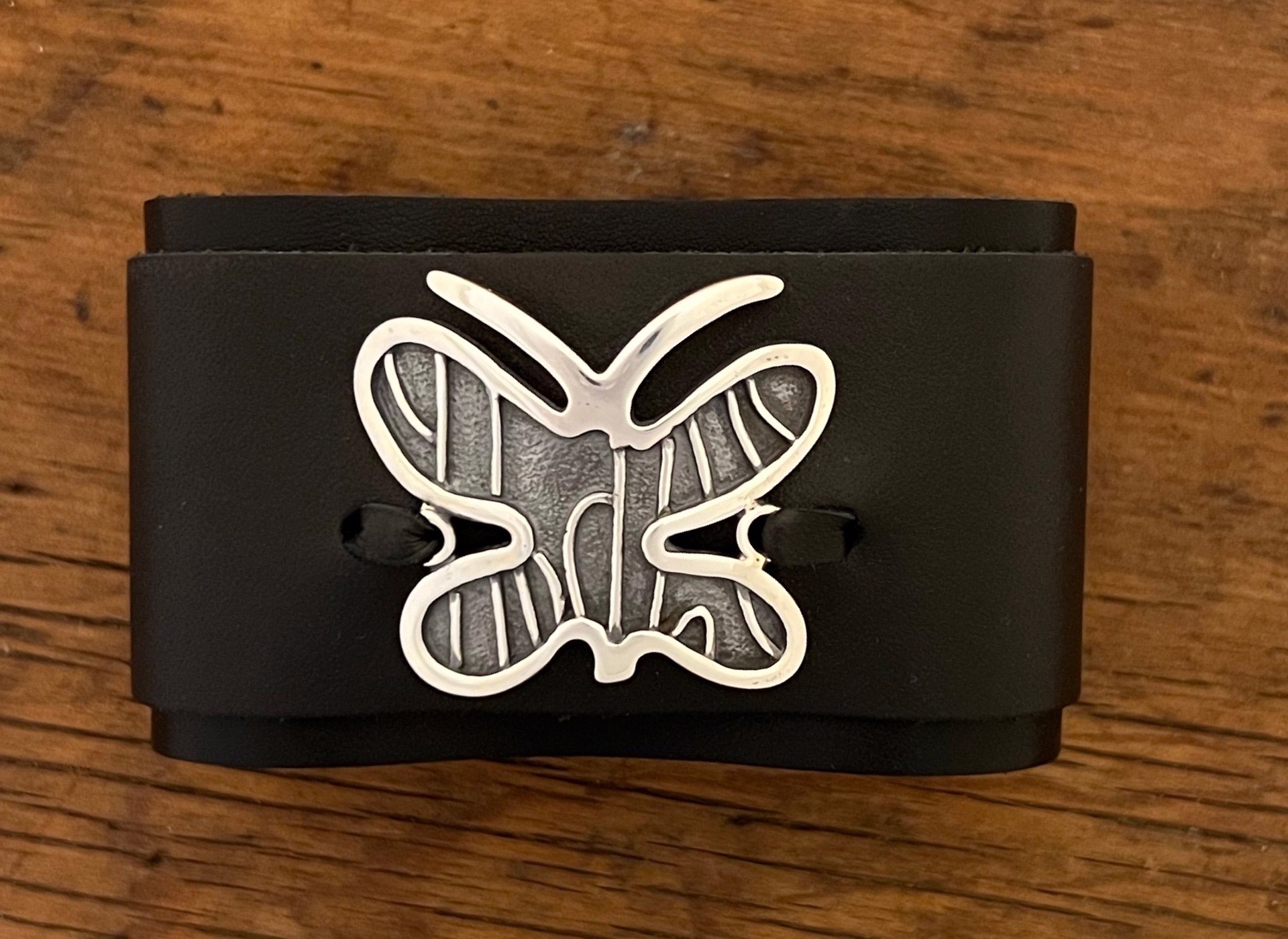 Adjustable Butterfly Leather Cuff by Melanie A. Yazzie