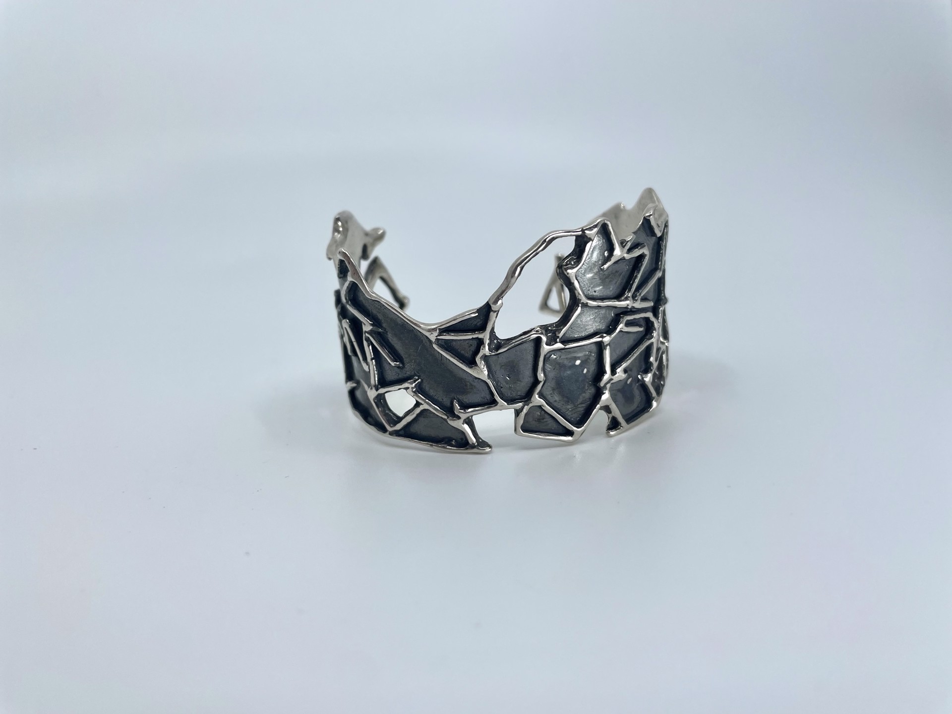 8545 Geometric Cast Sterling Silver Cuff by Beth Benowich