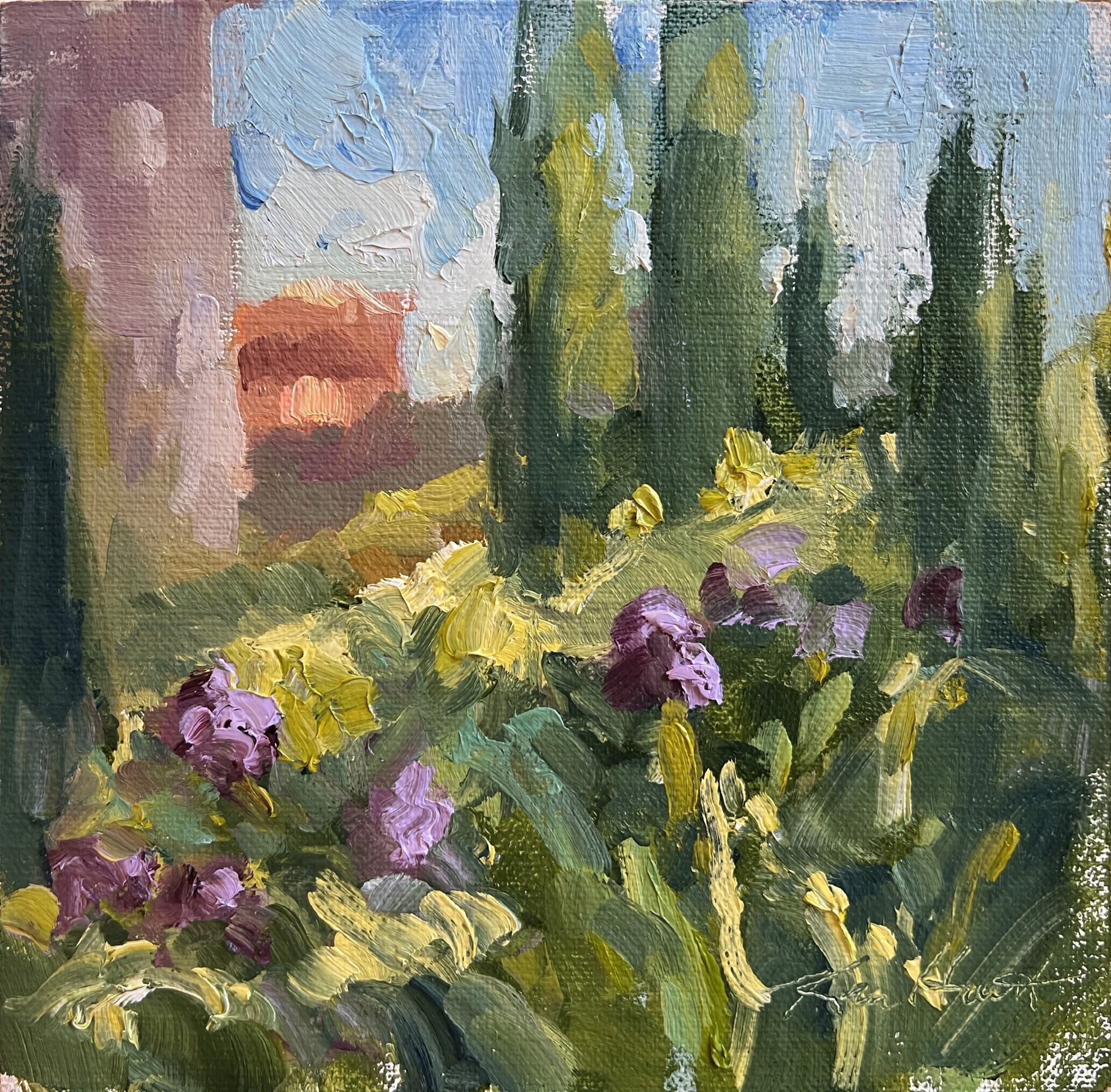 "Iris on the Hillside" original oil painting by Karen Hewitt Hagan