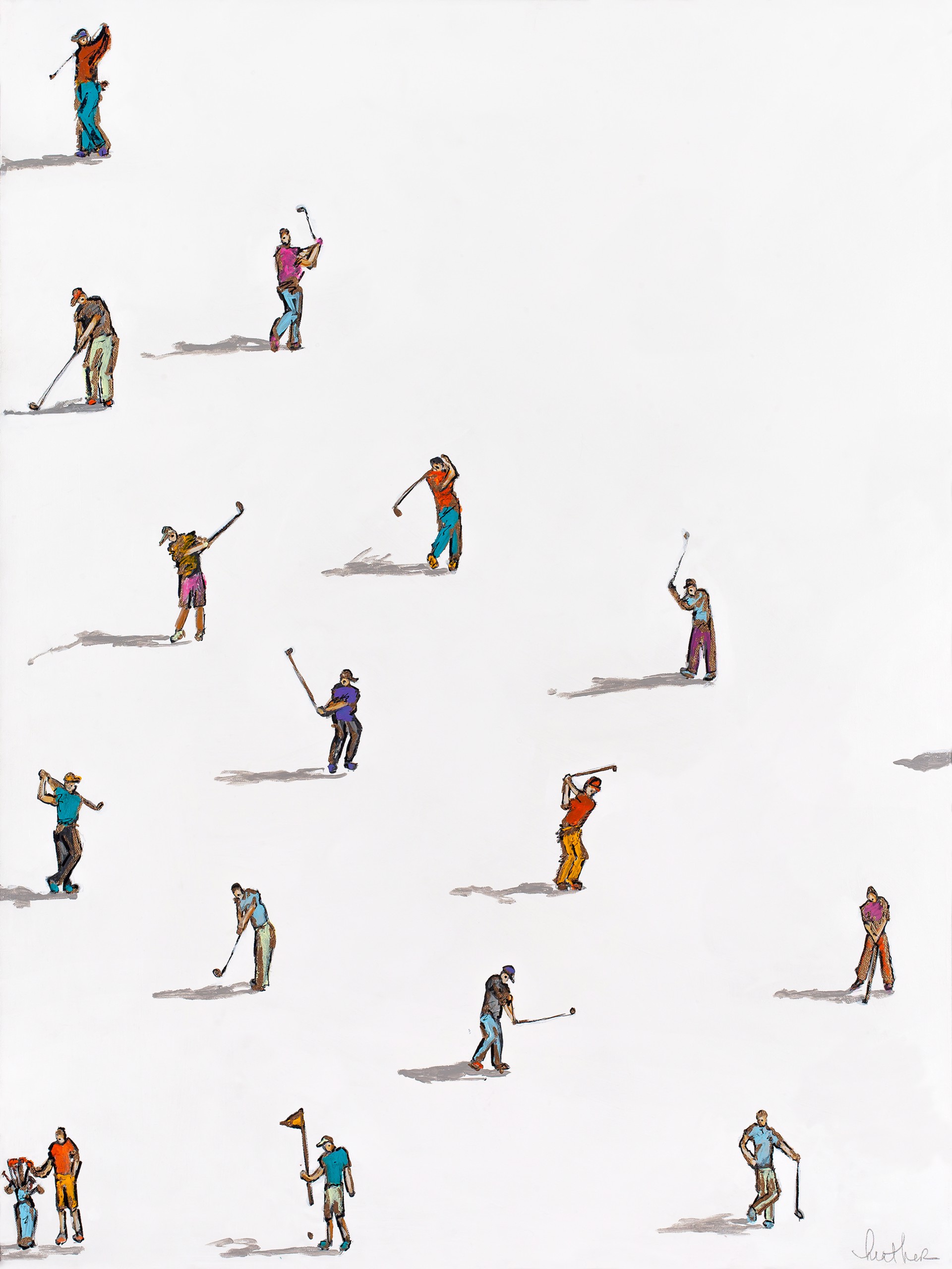Golfers with Shadows by Heather Blanton