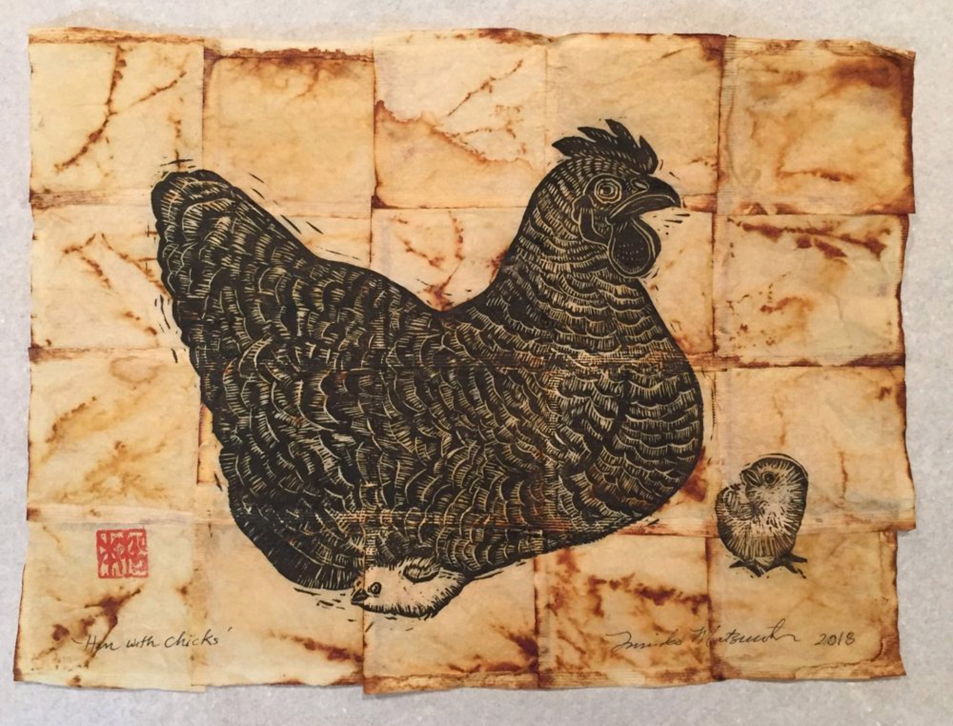 Hen With Chicks by Fumi Matsumoto