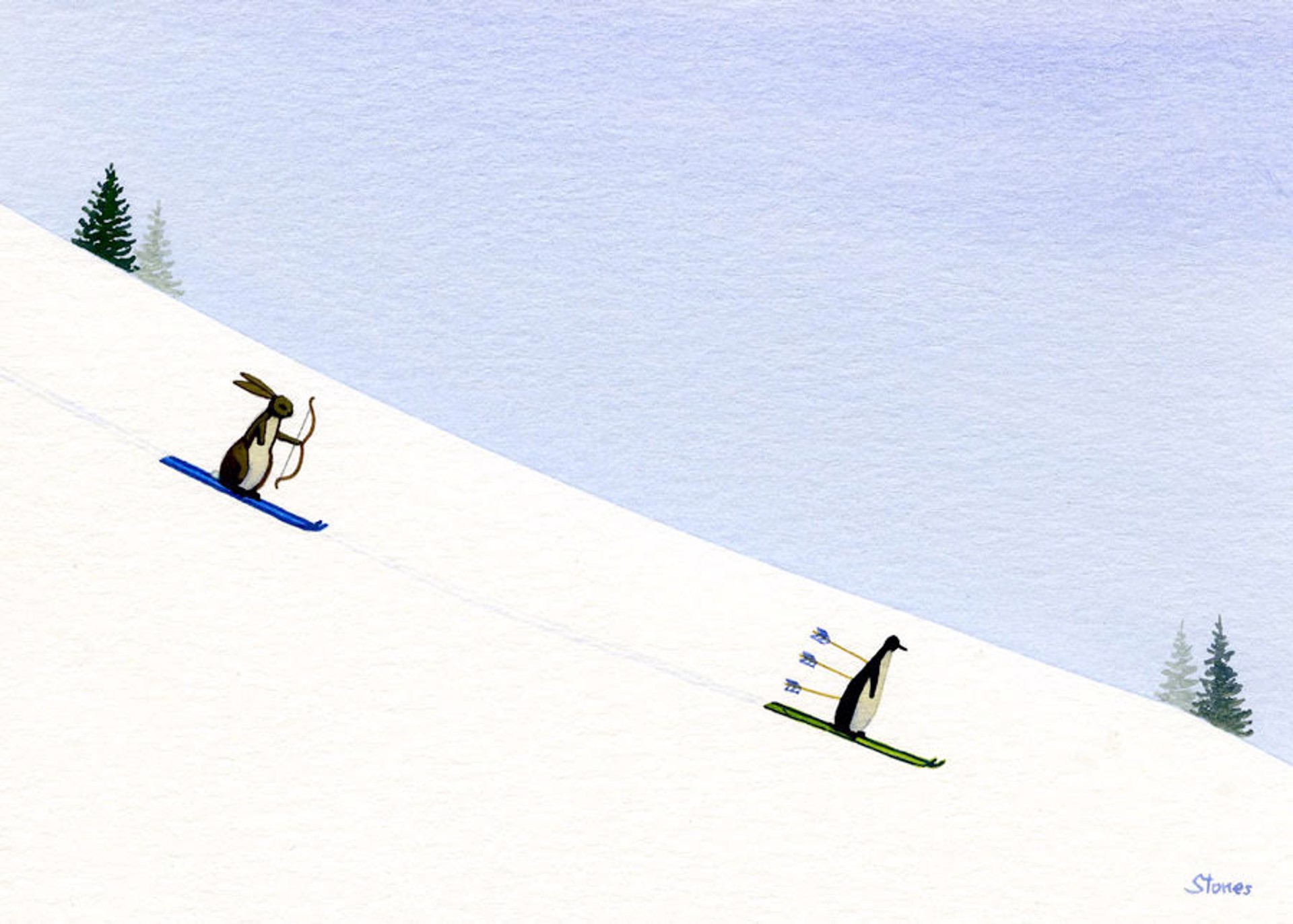 Rabbit, Penguin, Ski Chase by Greg Stones