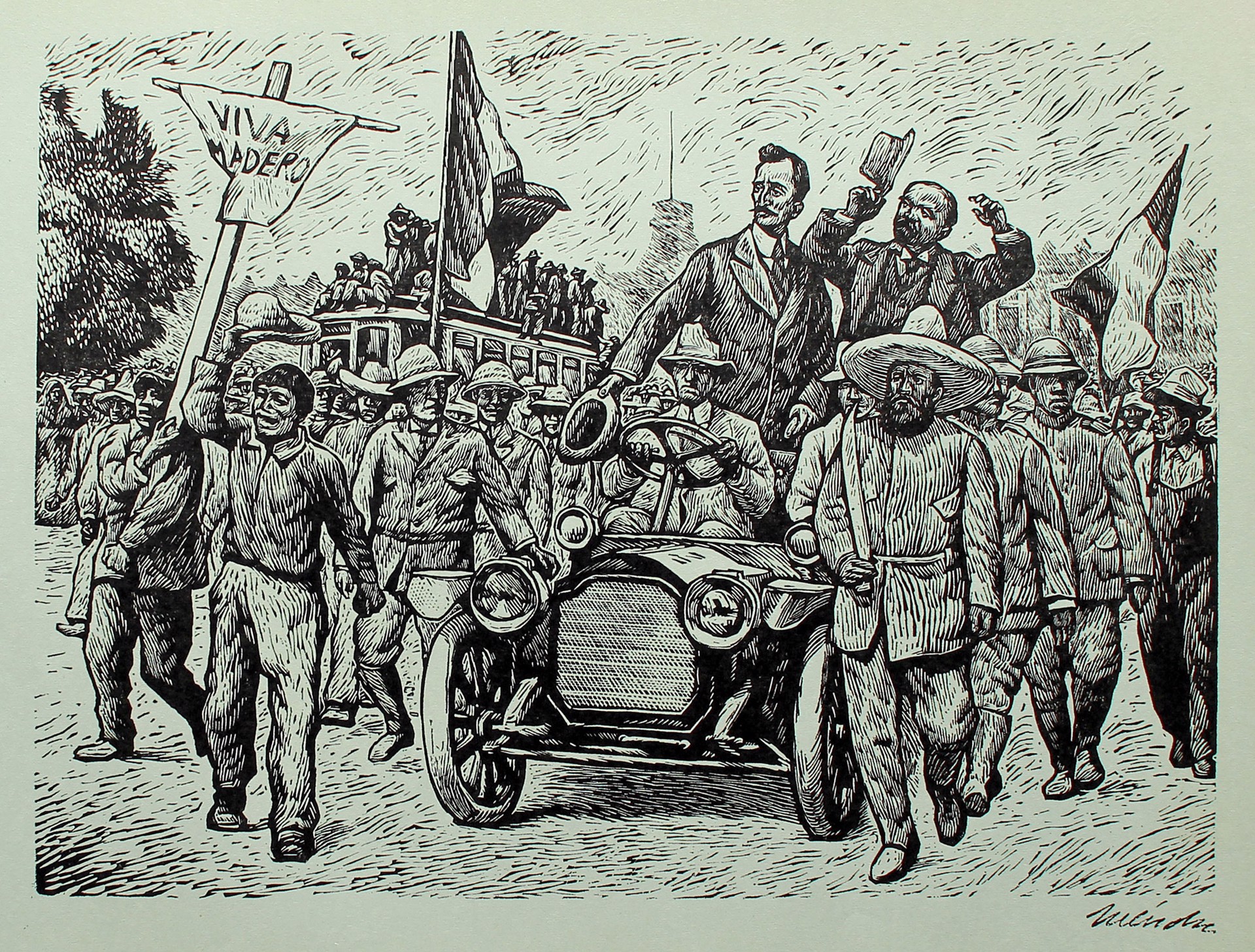 La Entrada de Francisco I. Madero en la Ciudad de México. 7 de Junio de 1911. by Leopoldo Méndez