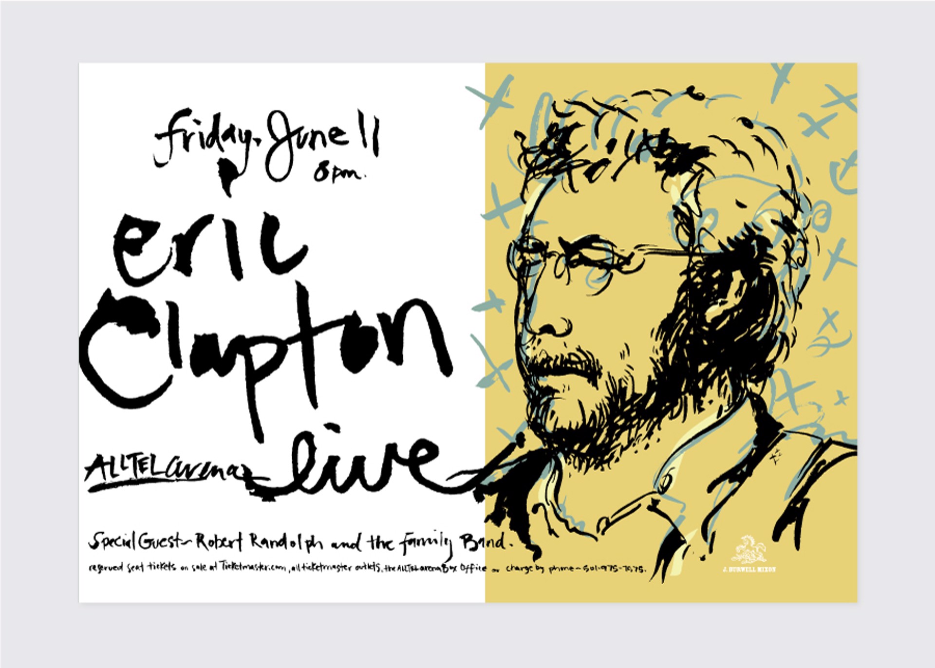 Eric Clapton Concert Poster by Jamie Burwell Mixon