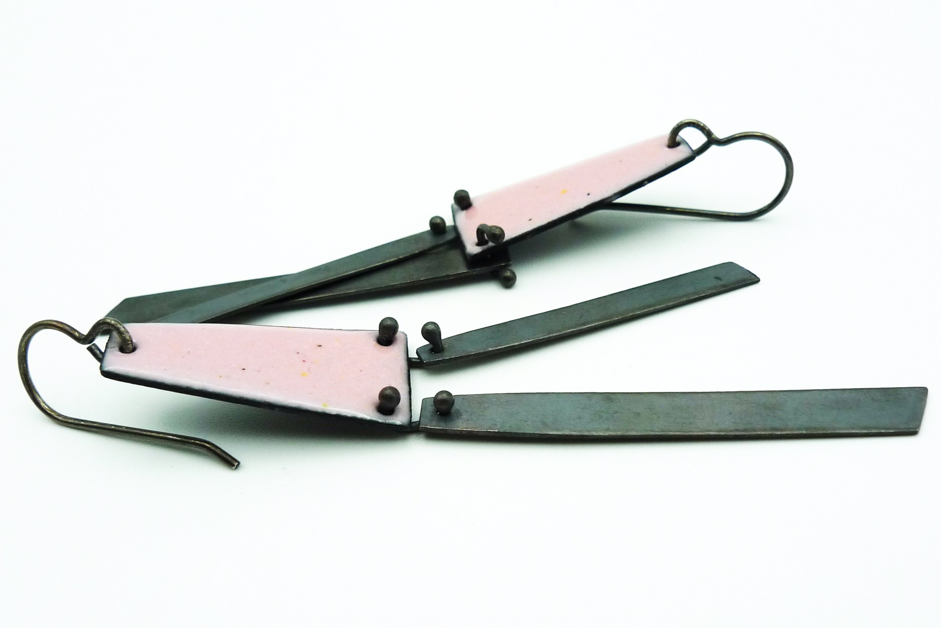 Pink/Oxidized Dangle Earrings by Lauren Markley