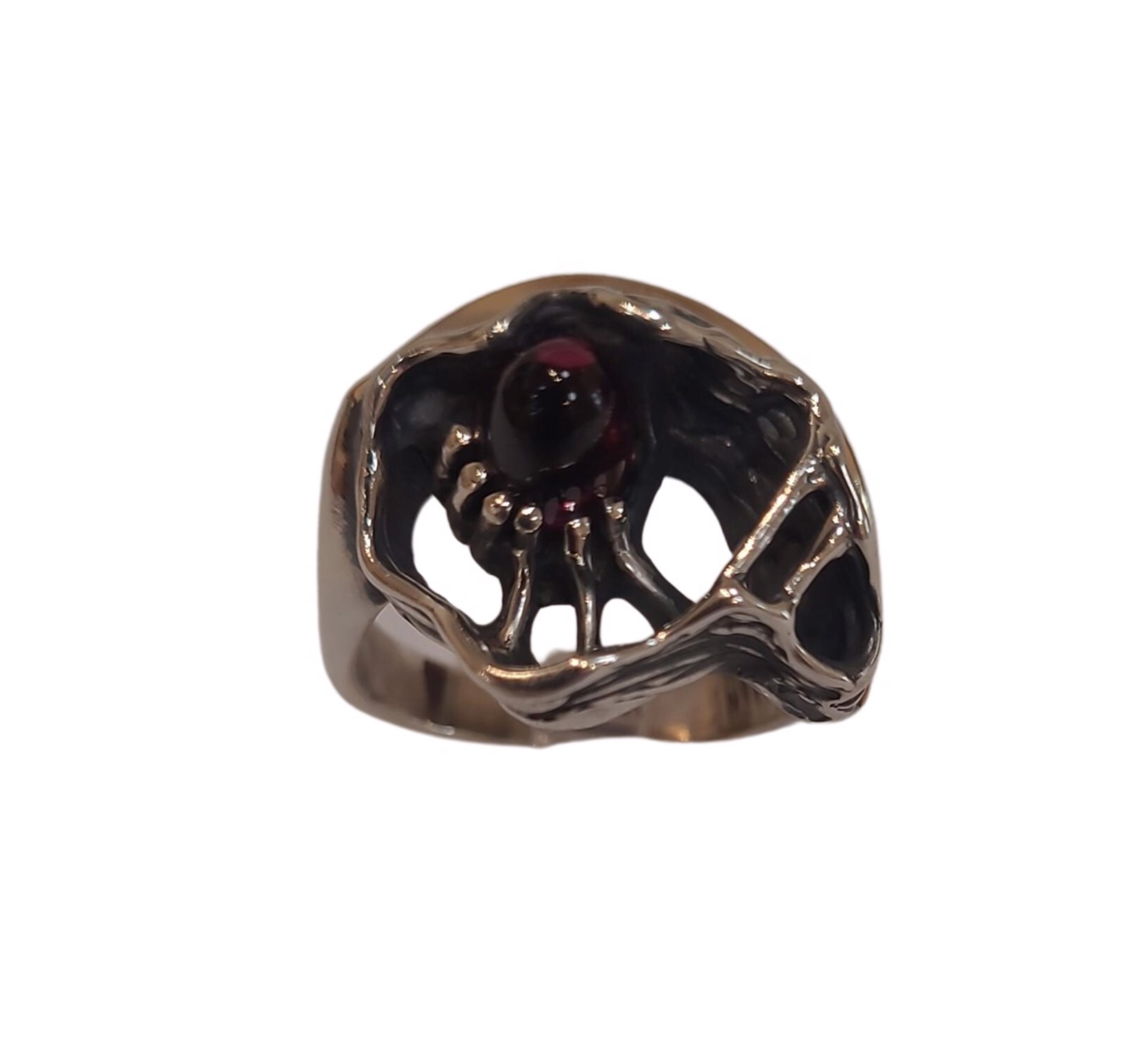 Ring - Sterling Silver and 18k Gold with Garnet Size 7.5  BKN509 by Ken and Barbara Newman