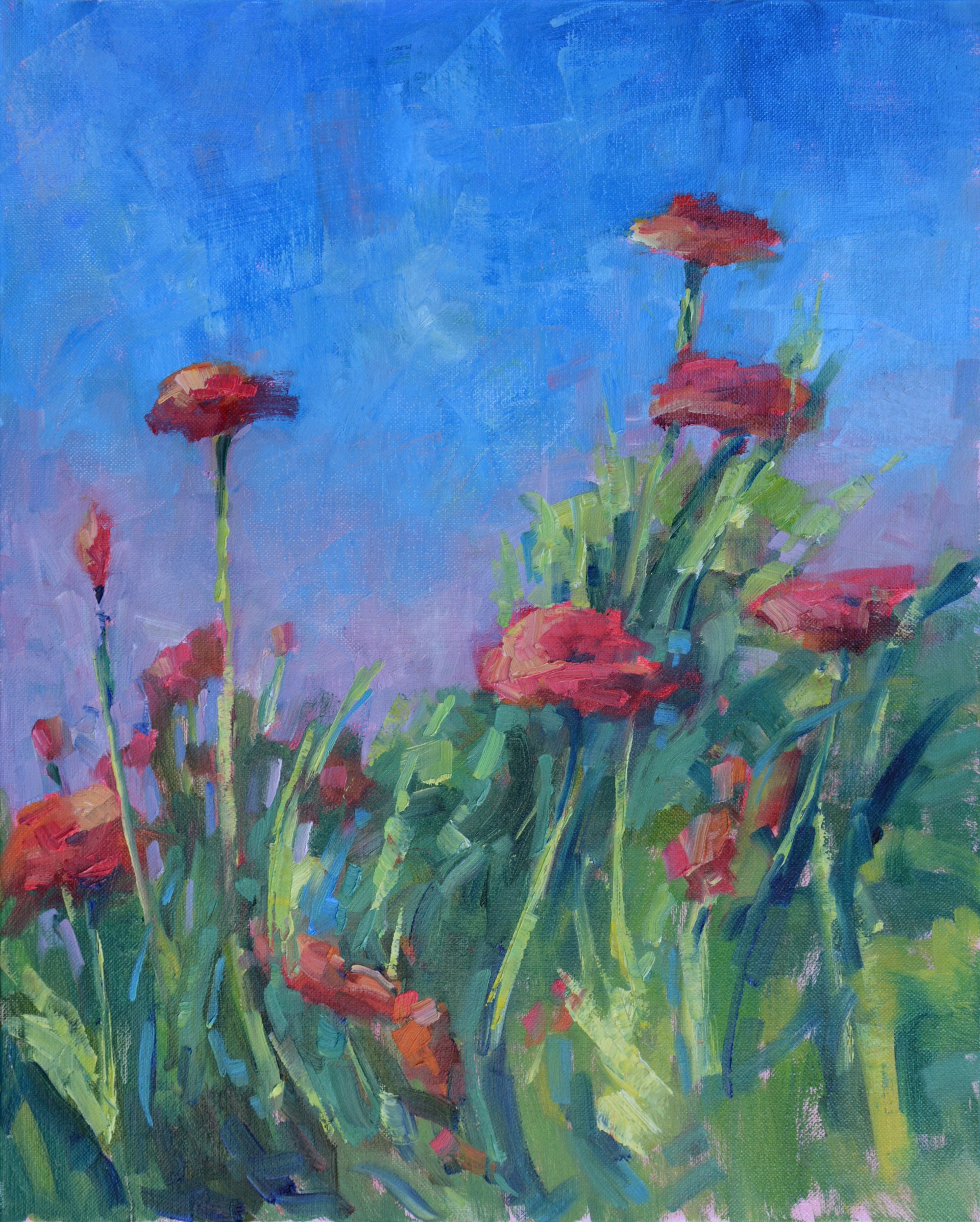 Blue Sky Poppies by Karen Hewitt Hagan