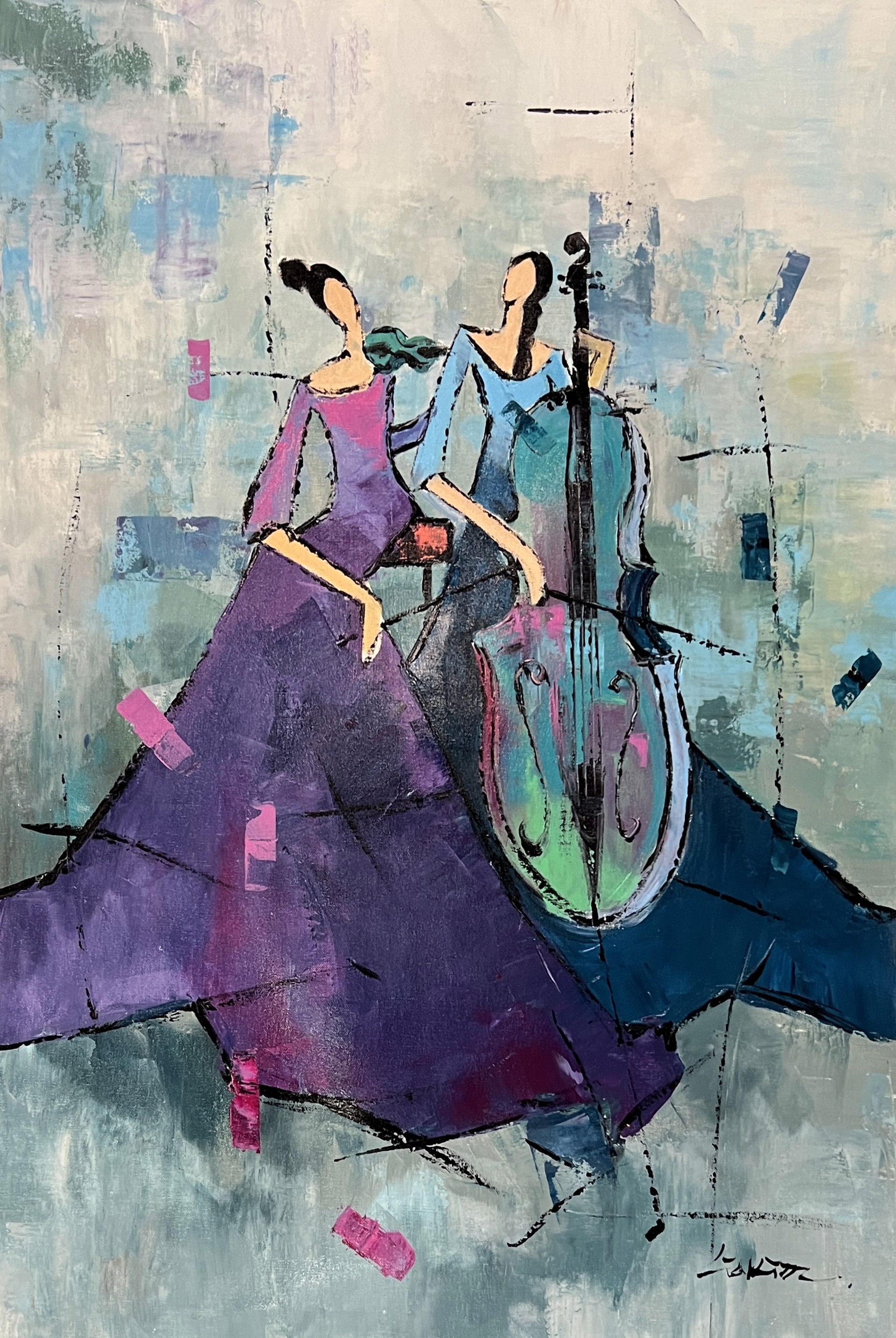 MUSICIANS IN PURPLE AND BLUE by LIA KIM