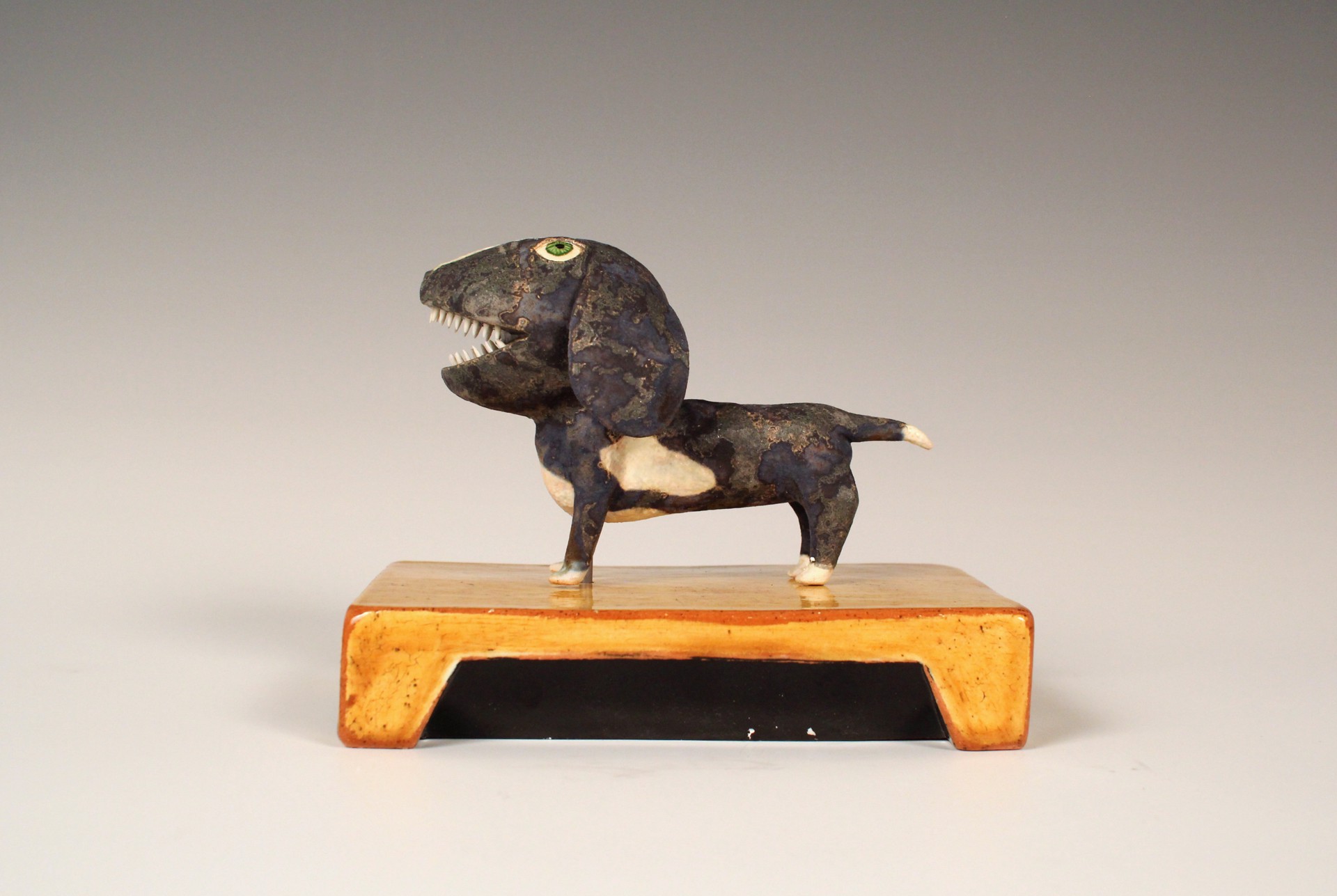 (Black and White) Dog on (Yellow) Base by Wesley Anderegg