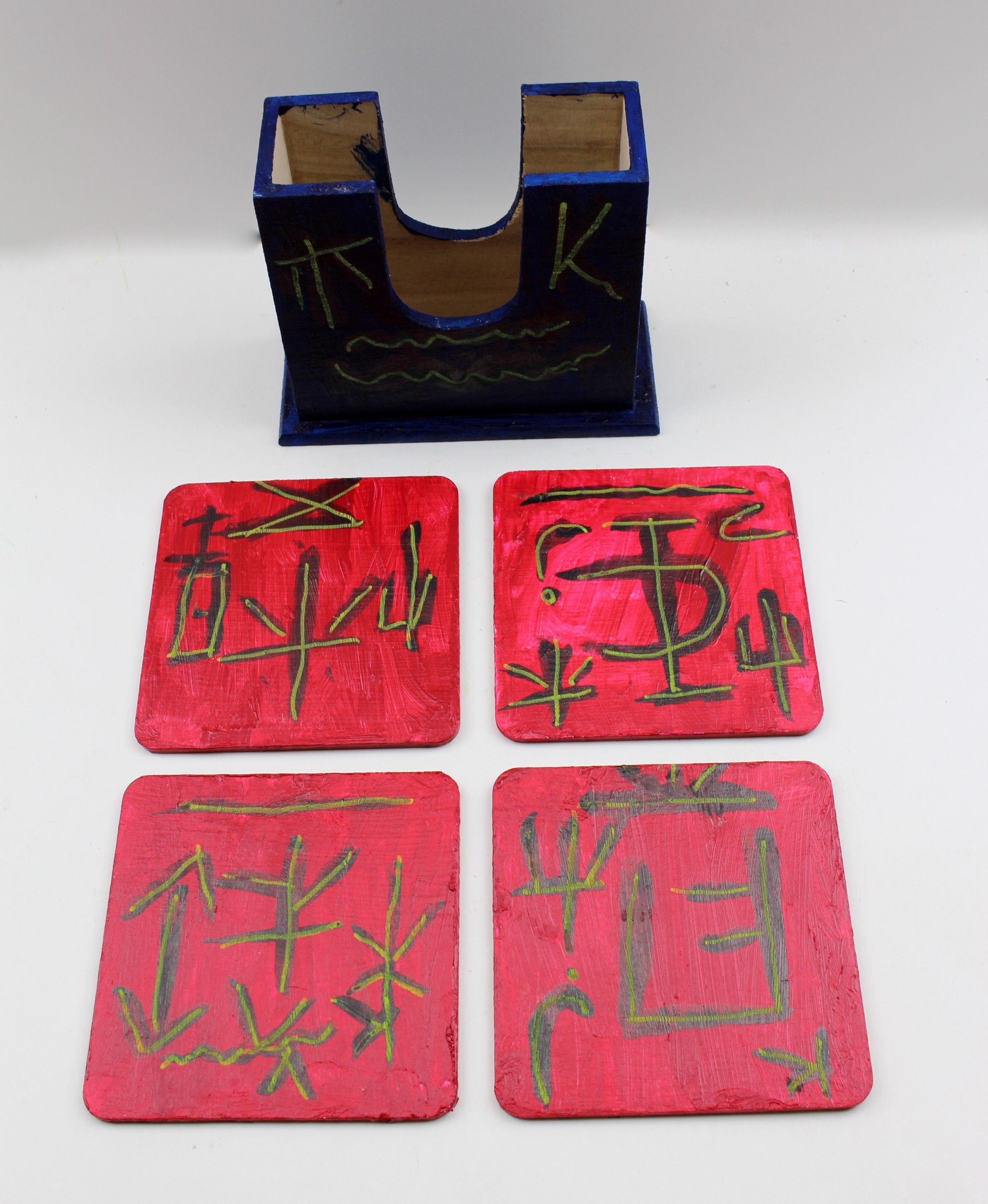 Blue and Red (coaster set) by Robert Corcoran