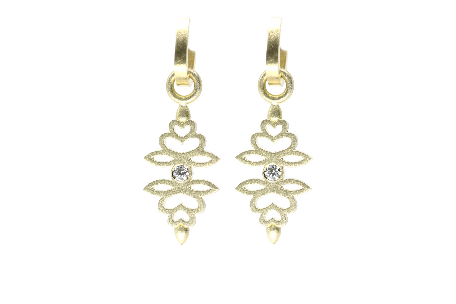 Double Blossom Drop with Diamond Earrings by Robin Waynee