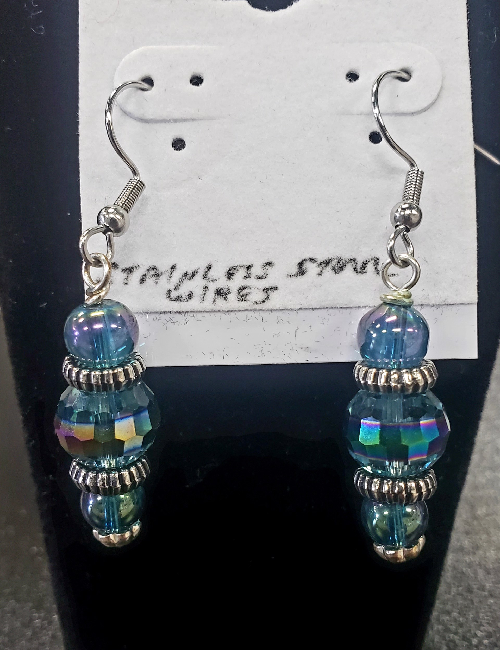 Blue crystal earrings by Betty Binder