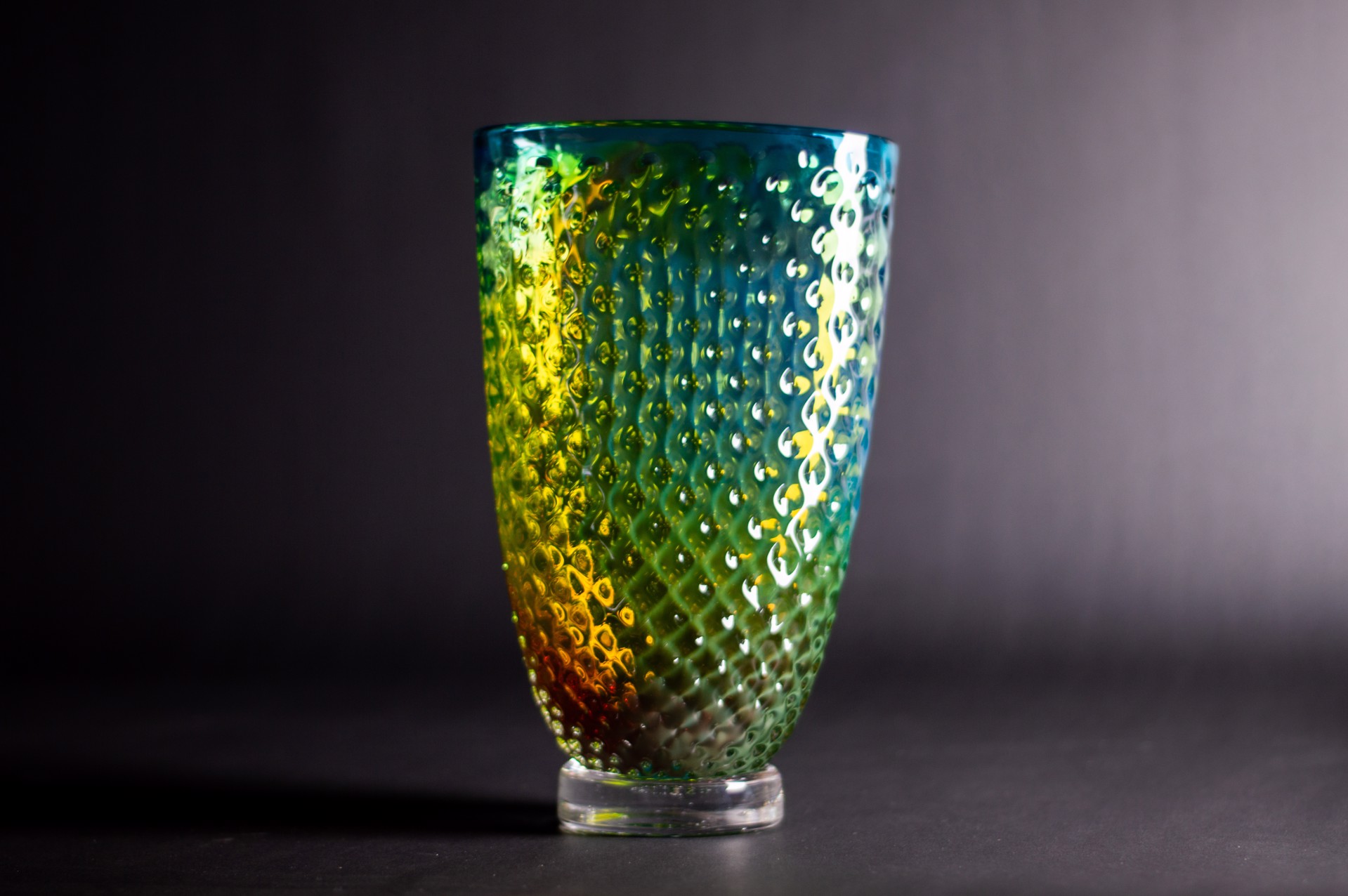 Jewel Tone Flat Vase by Joseph Hobbs