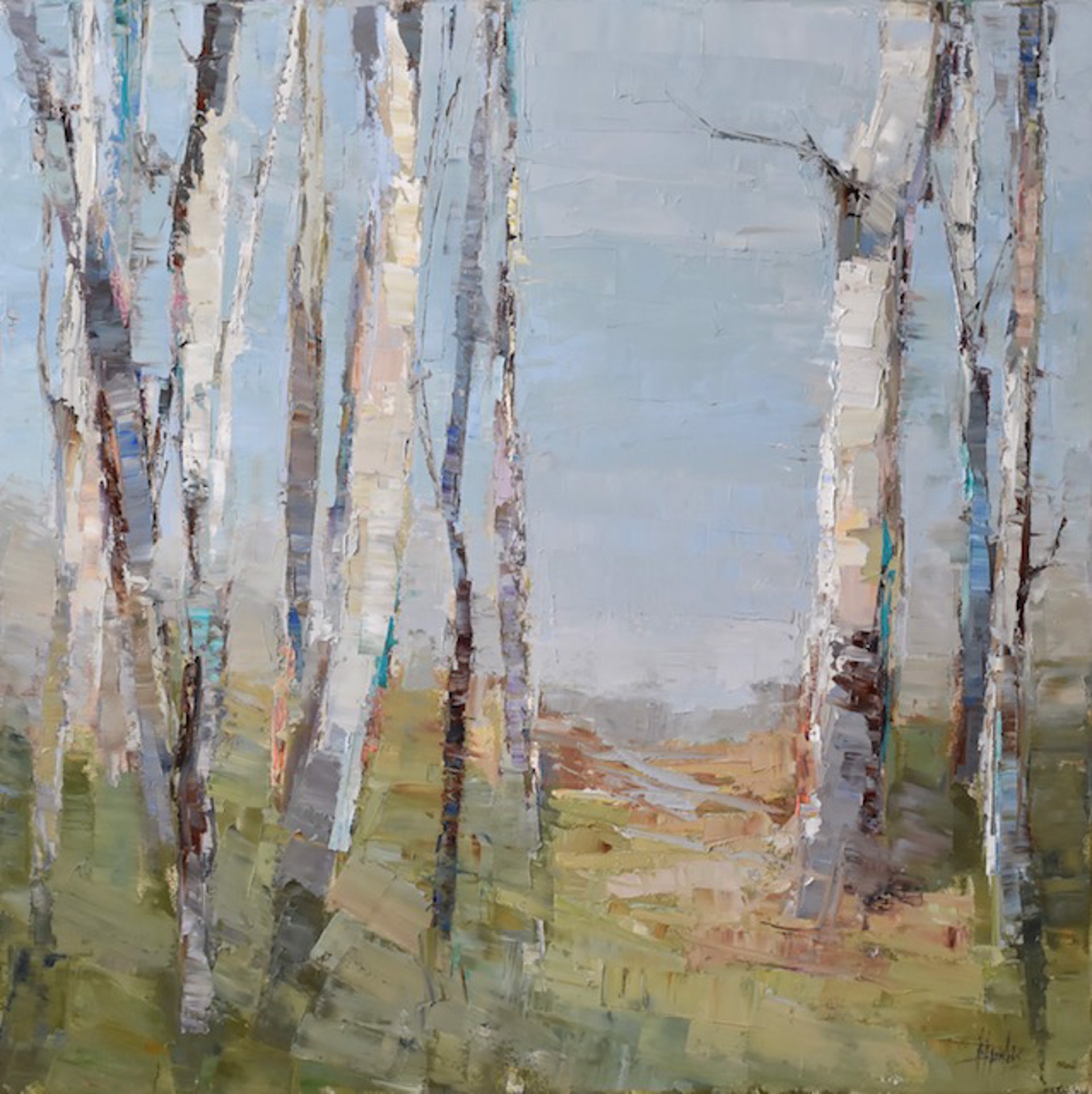 Blue Sky and Birch by Barbara Flowers