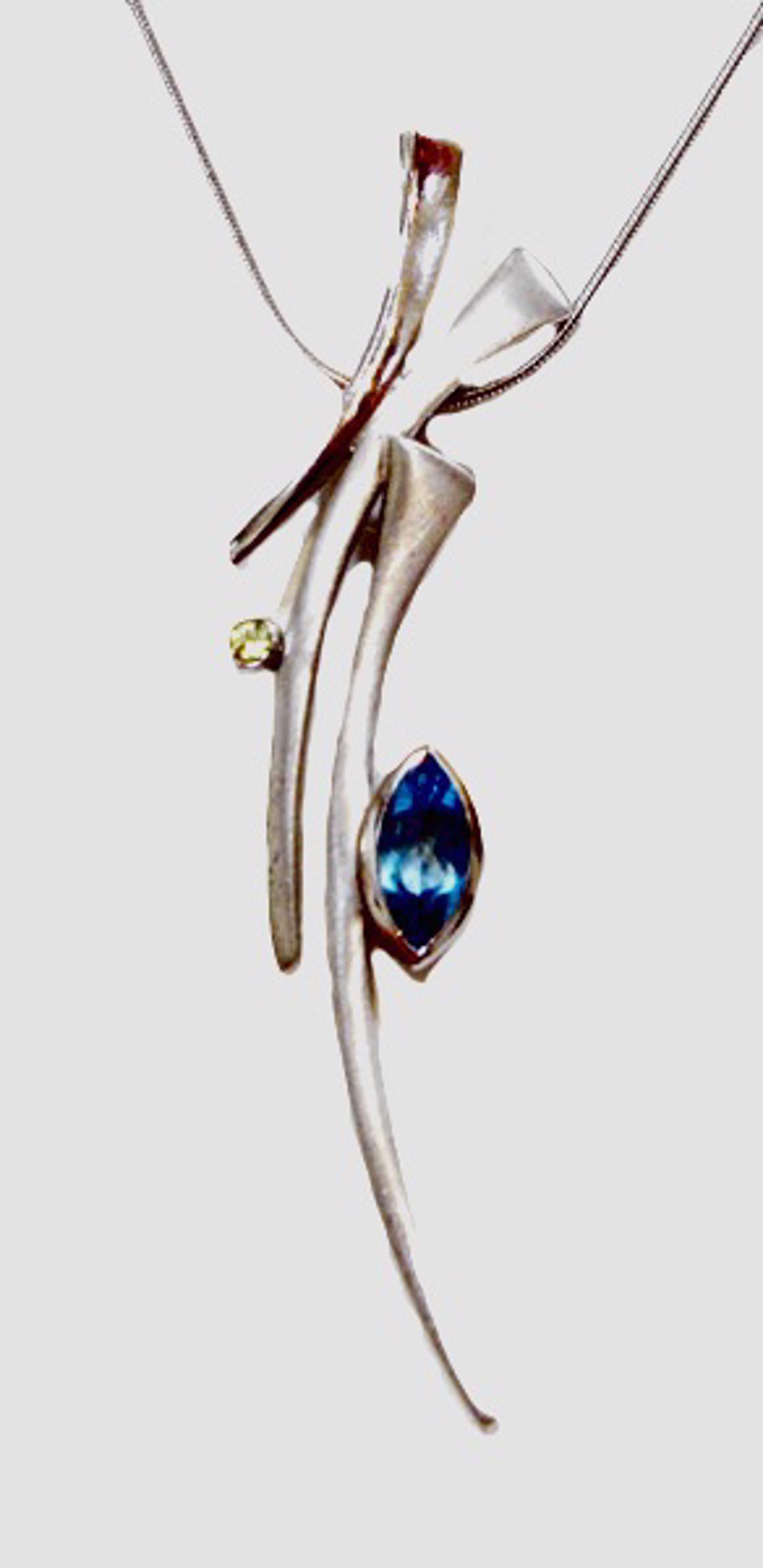 Pendant - Marquis Cut Blue Topaz, Peridot, .925 silver- Sticks & Stones by Joryel Vera