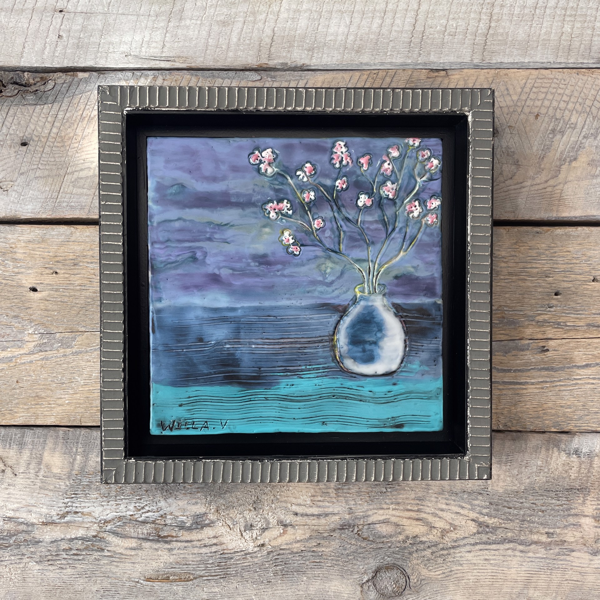 Cherry Blossoms, Round Vase by Willa Vennema