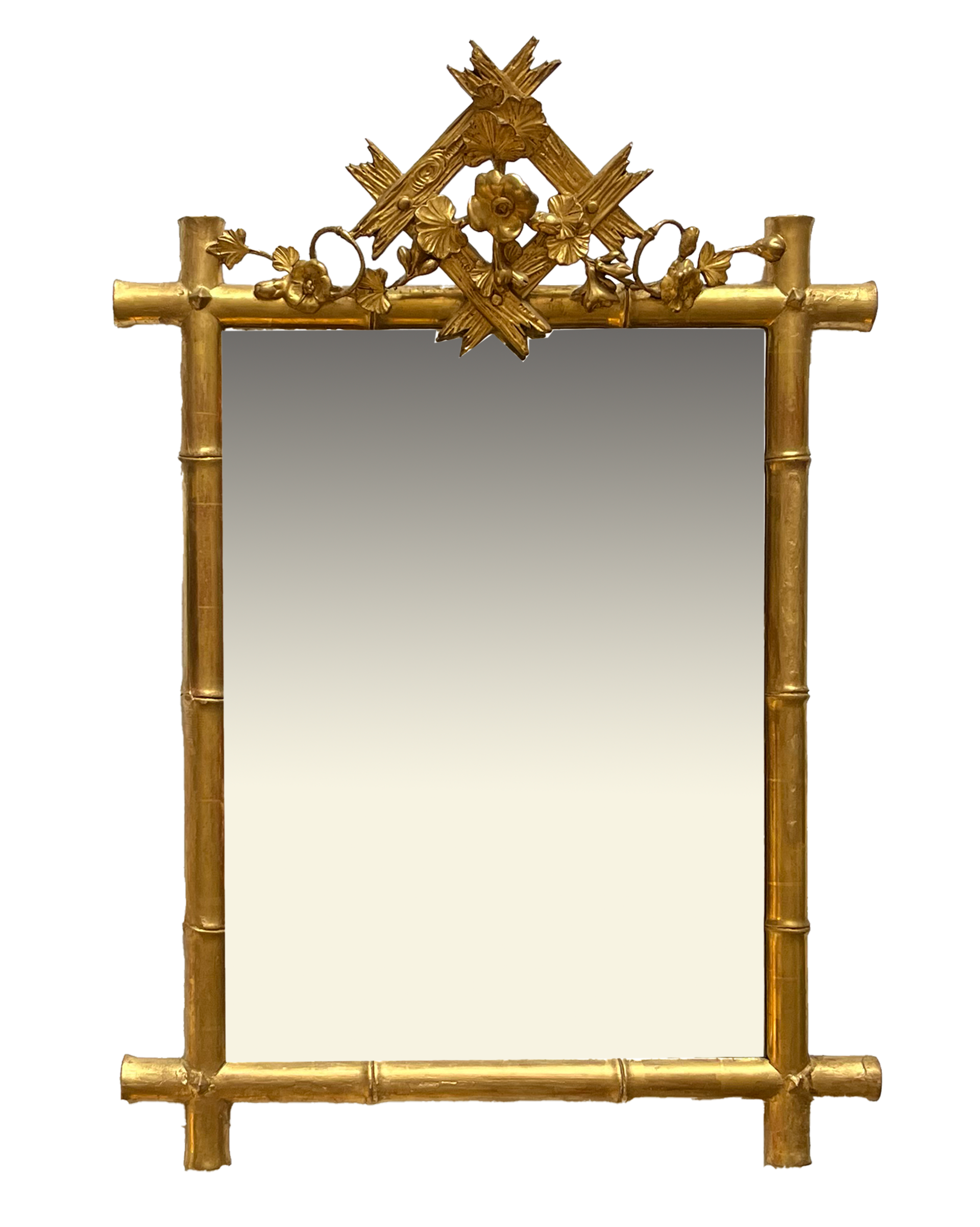 Early 19th Century Guilded Hand Carved Mirror by Antique Frame