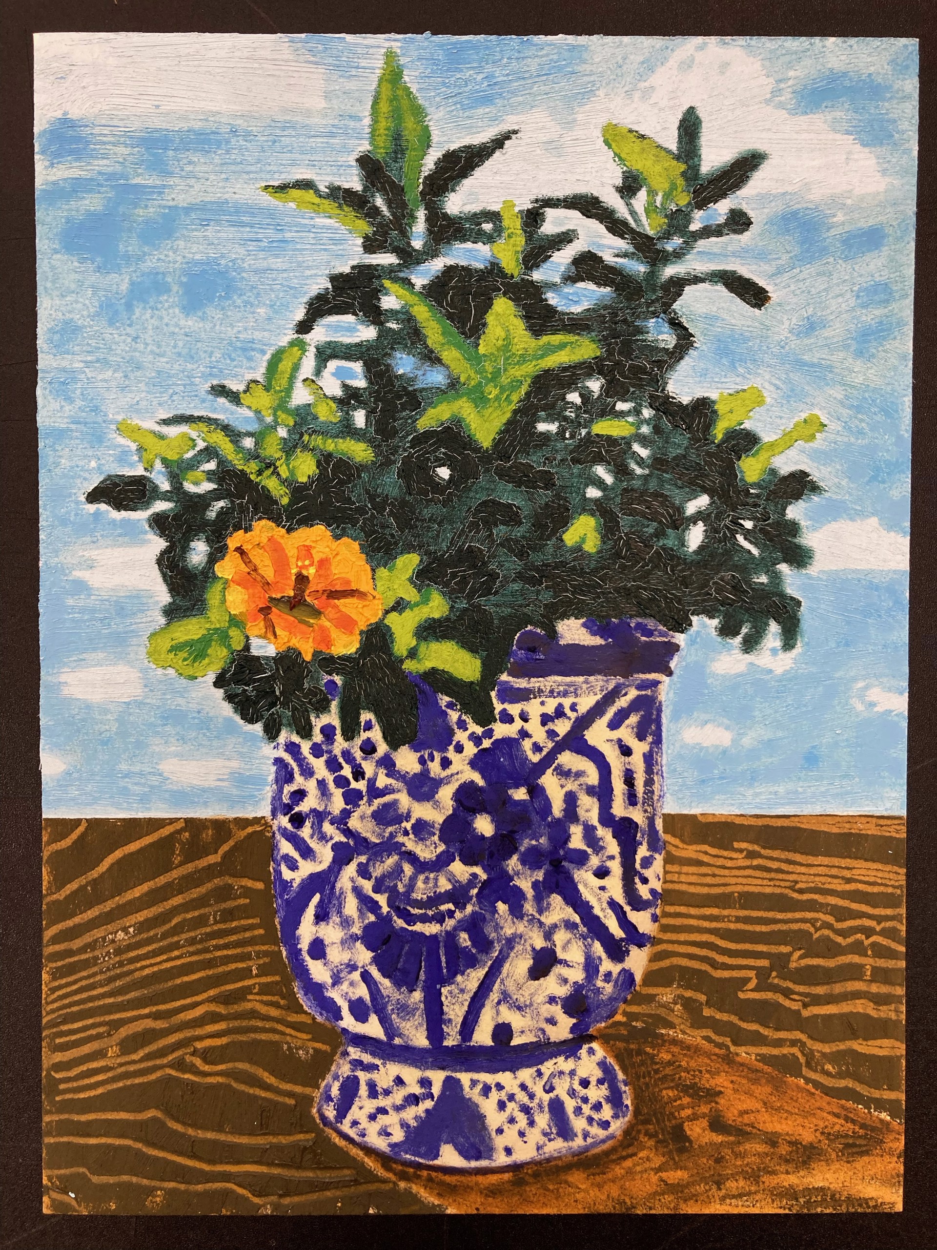 Hibiscus in Talavera #2 (study) by Bradley Kerl