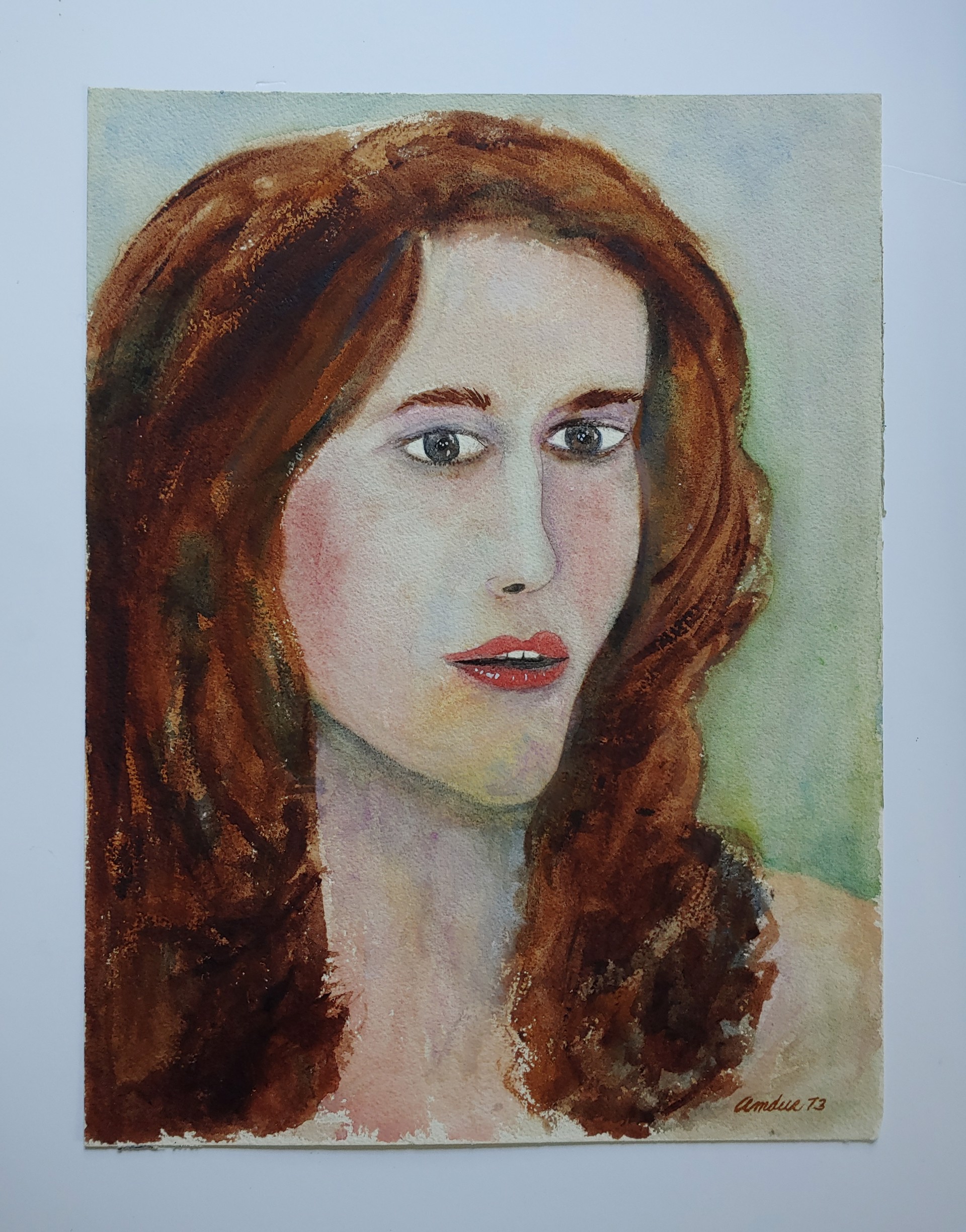 Woman's Portrait - Watercolor by David Amdur