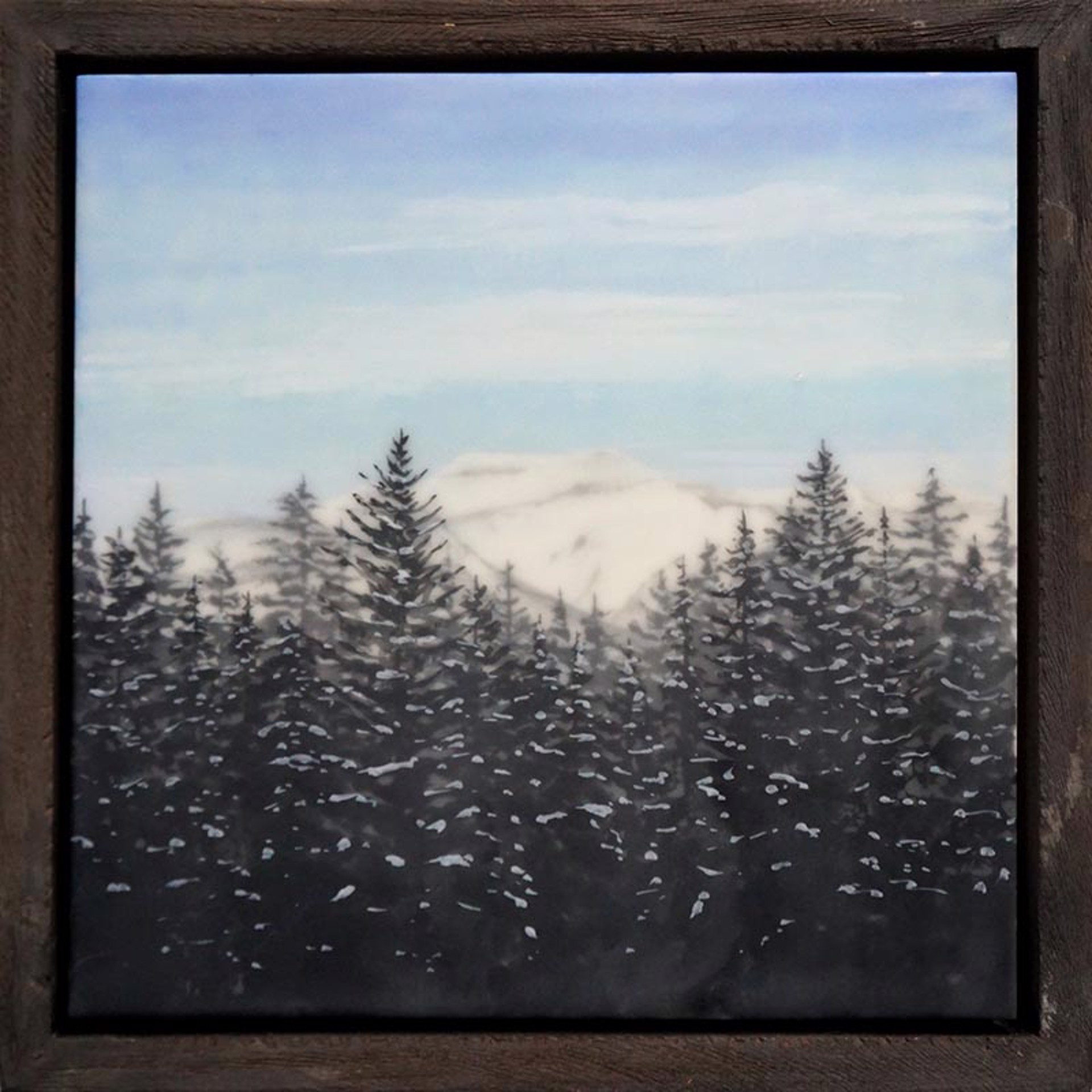 Original Encaustic Painting By Bridgette Meinhold Winter Mountain Scene