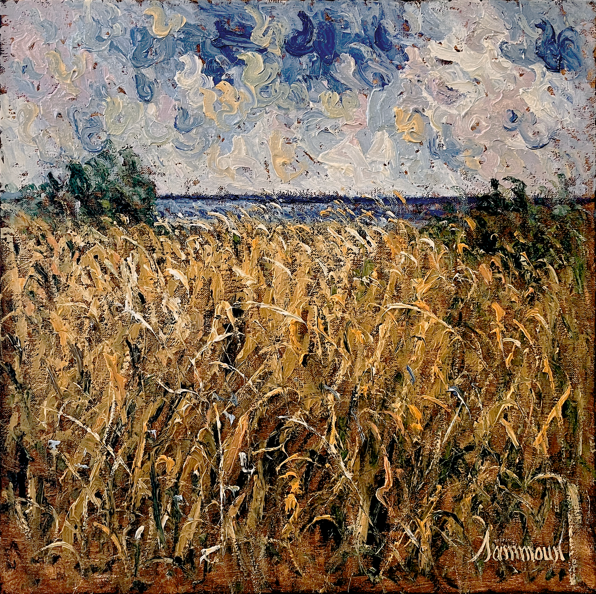 Wheat Field, Window on the Mediterranean Sea by Samir Sammoun