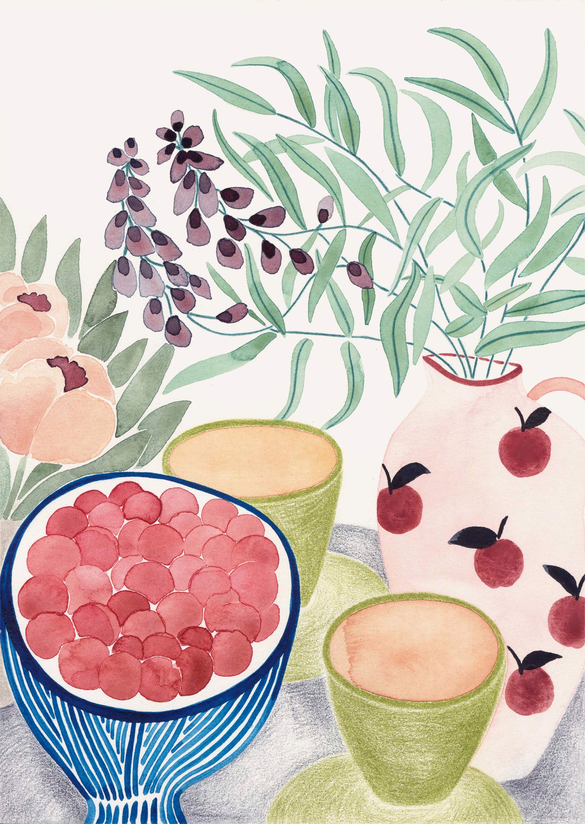 Still life with Tea and Grapes by Anine Cecilie Iversen
