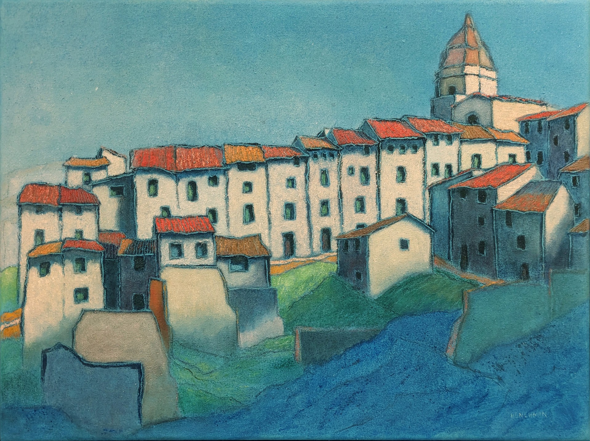 Houses Descending on a Hill (Torre del Compte) by Andy Newman