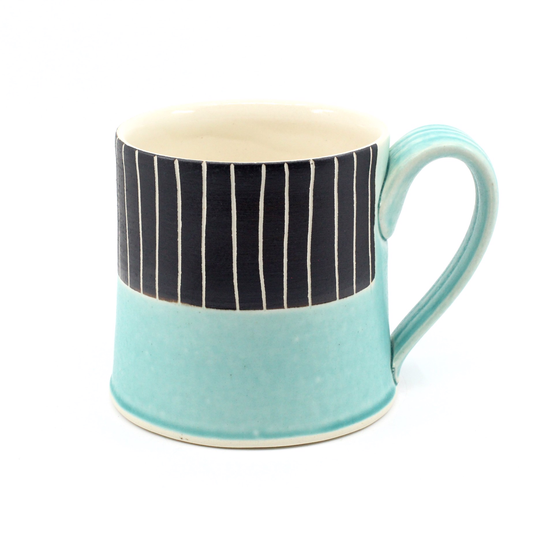 Half Stripe Turquoise Mug by Jessica Wertz