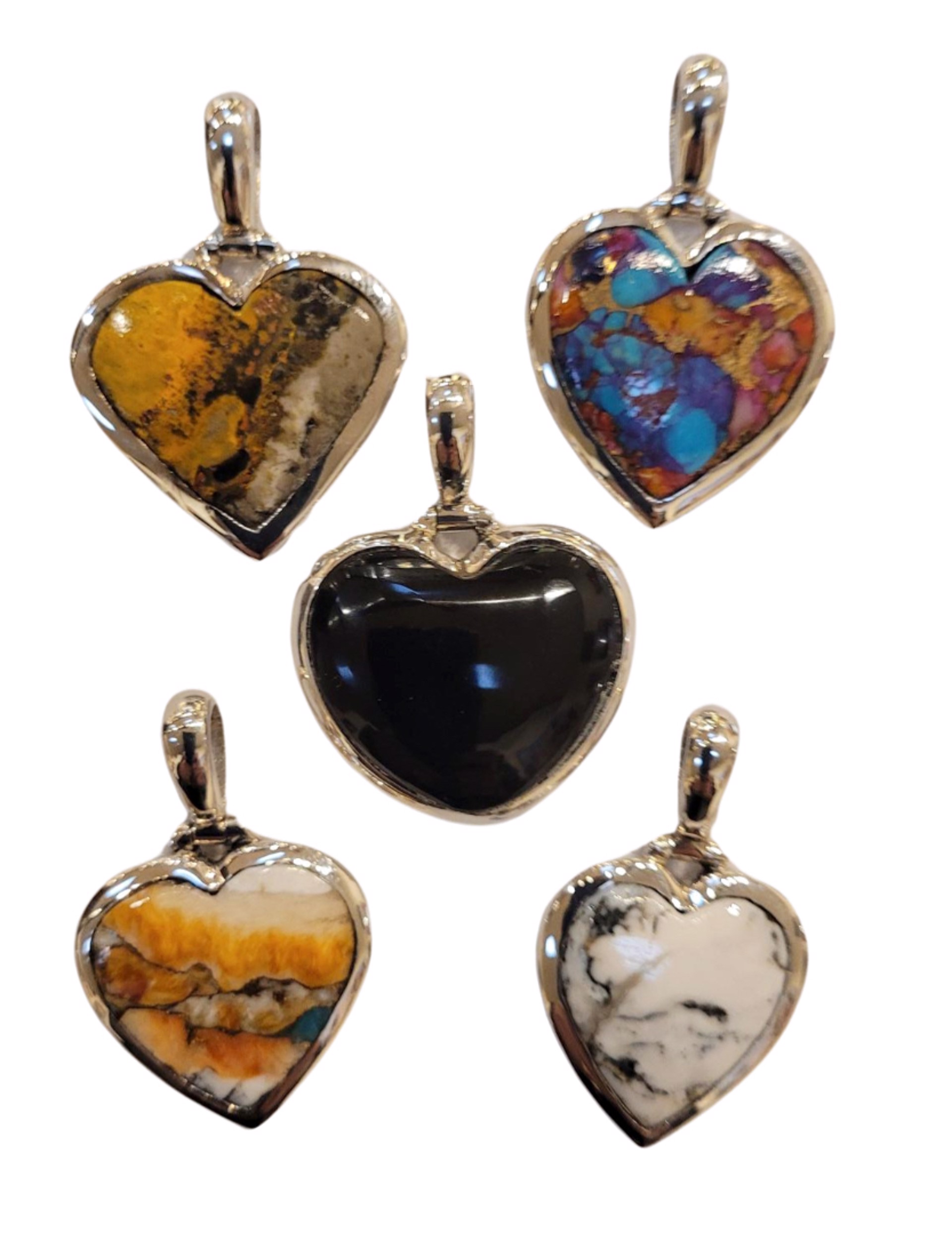 Pendant - Hearts Assorted Stones by Indigo Desert Ranch - Jewelry