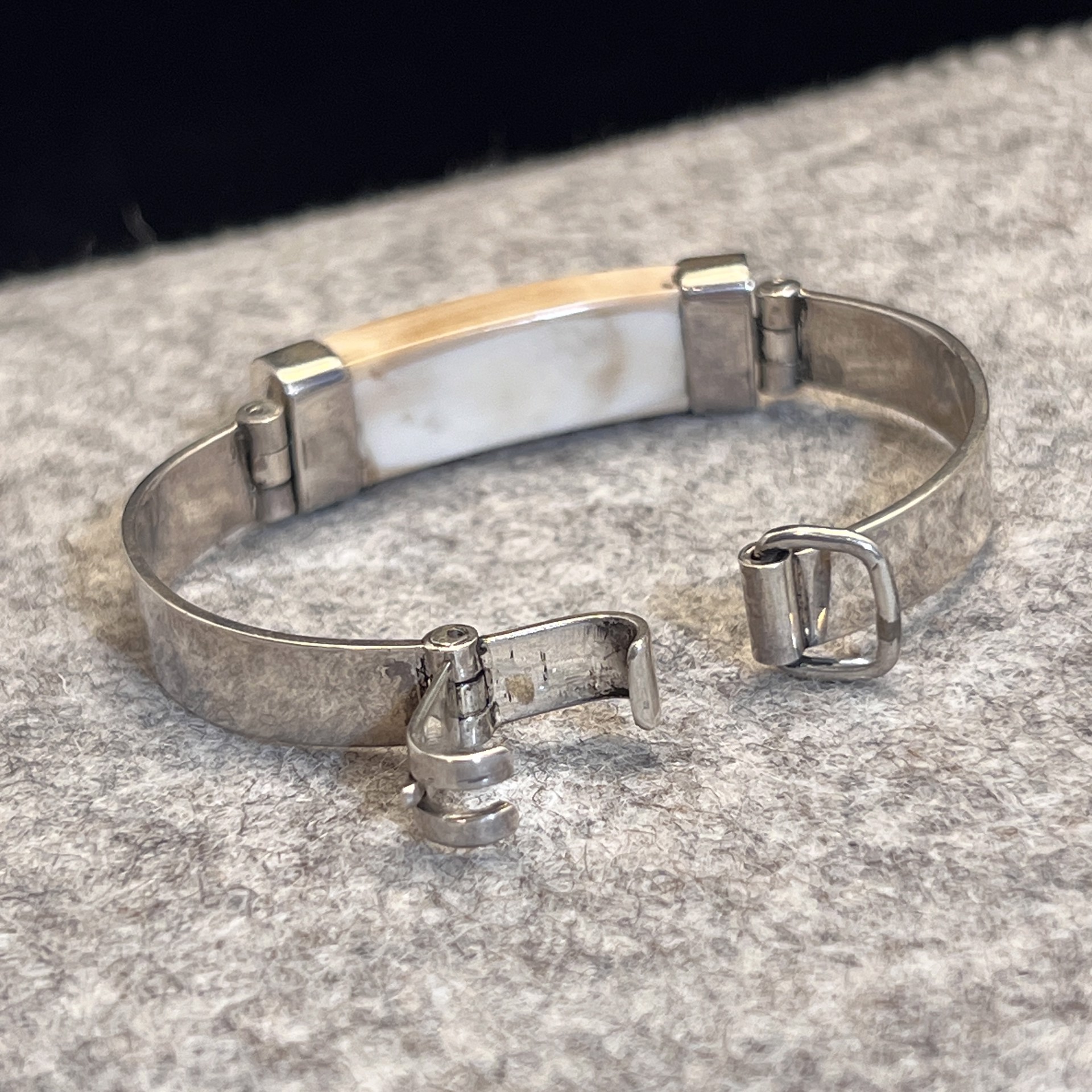Walrus Tooth Rectangle Hinge Bracelet by Rex Foster